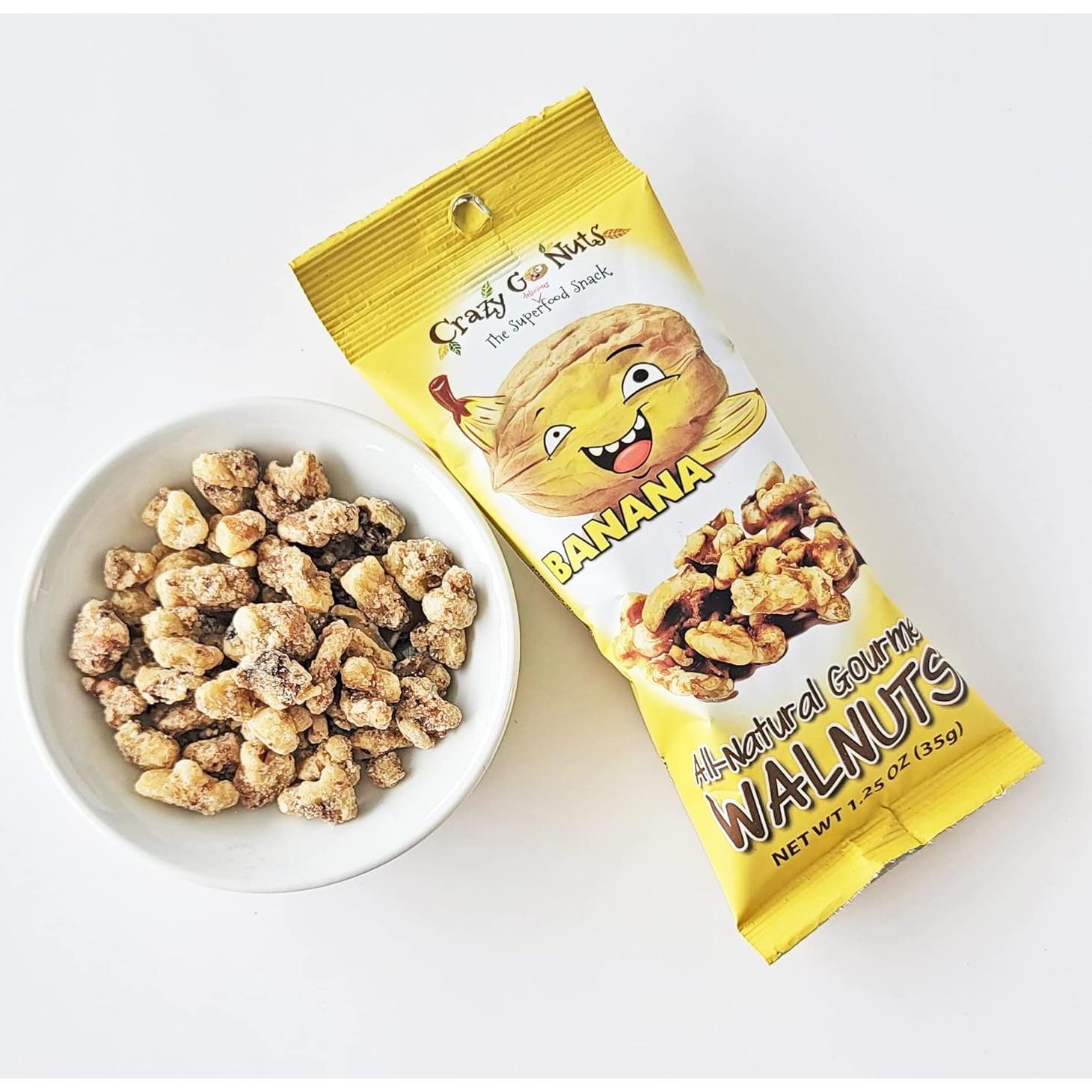 Crazy Go Nuts Nueces de Plátano 35.4 g - Paquete de 12 Snacks Saludables