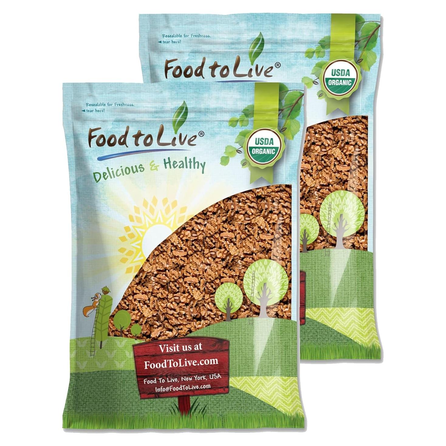 Food to Live Organic California Walnuts, 10 Pounds Halves & Pieces, Raw Nuts, Unsalted, No Shell, Suitable for Sirtfood Diet