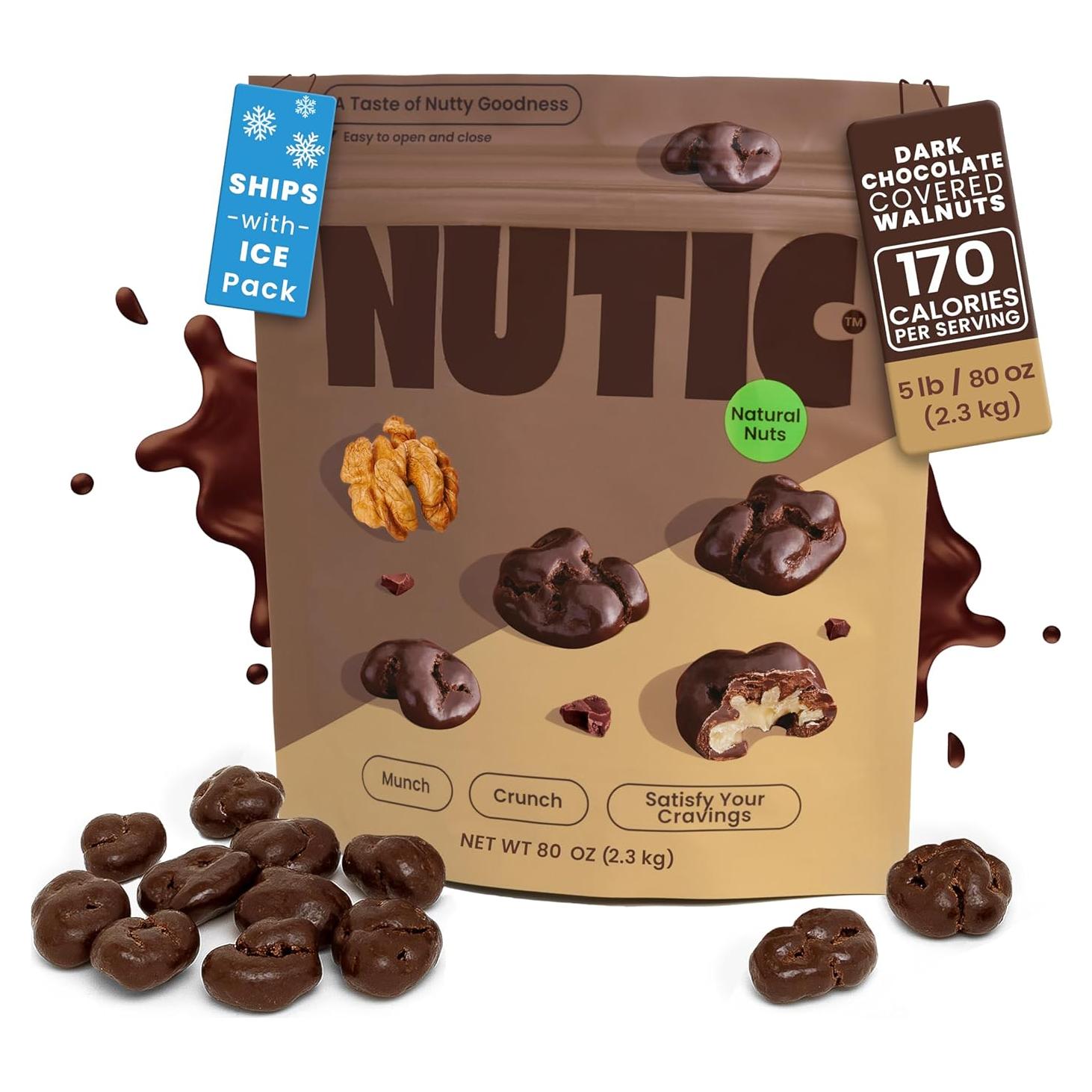 Nueces Cubiertas de Chocolate Oscuro Nutic 2.27 Kg - Delicia Gourmet