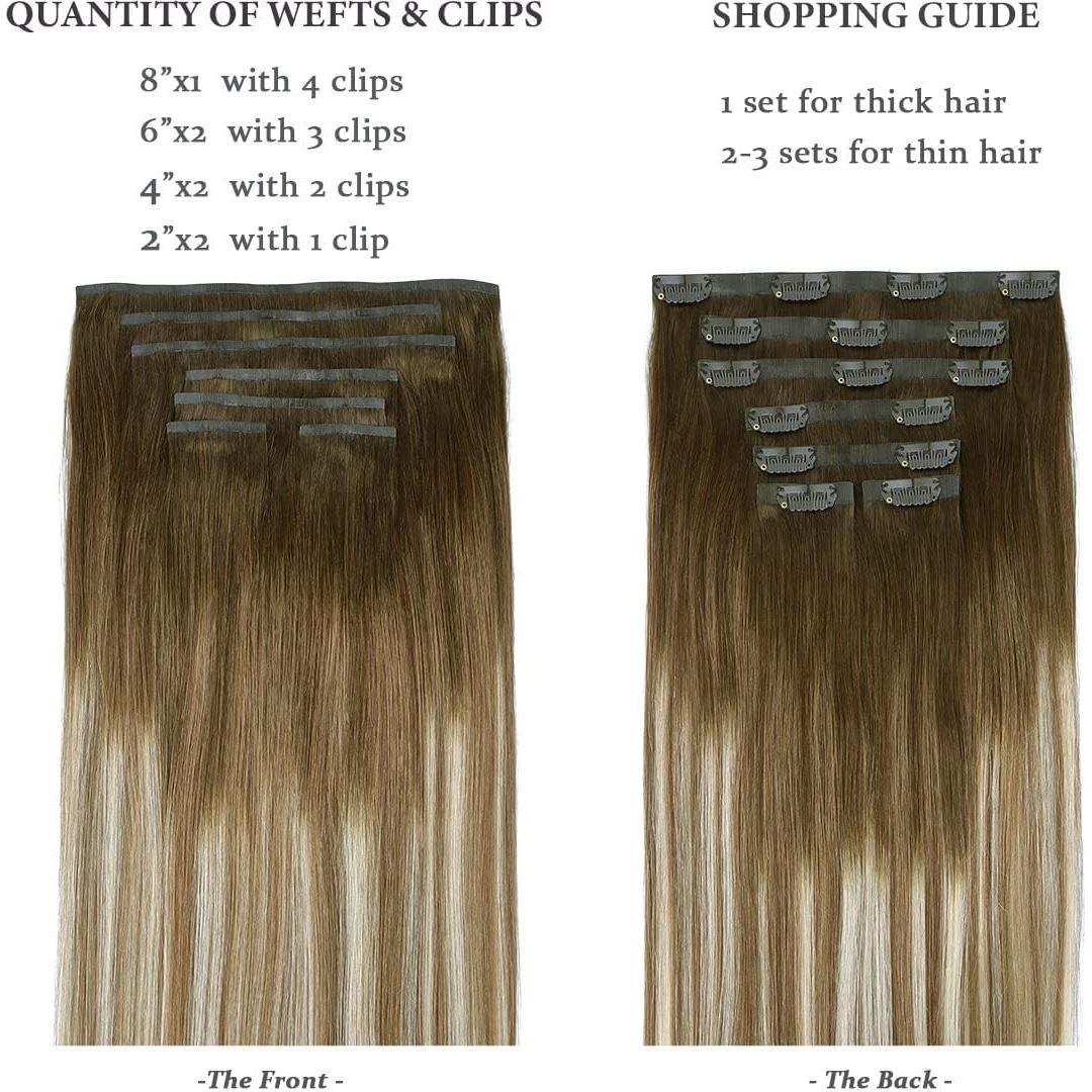 Extensiones de Cabello Clip Sin Costuras HOTBANANA 35.56 cm 120g 7pcs