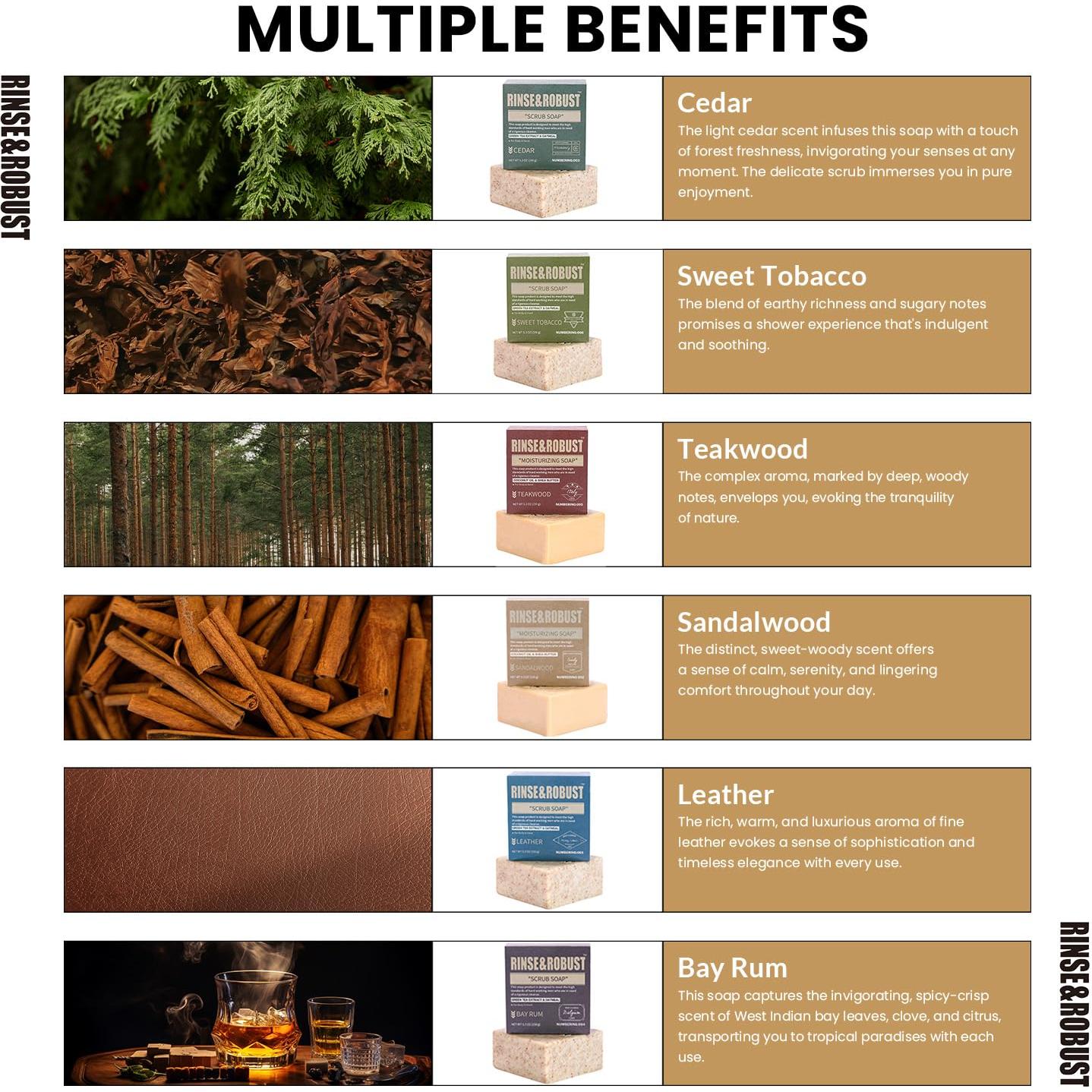 Jabón Natural Rinse & Robust para Hombres 150g - 6 Piezas