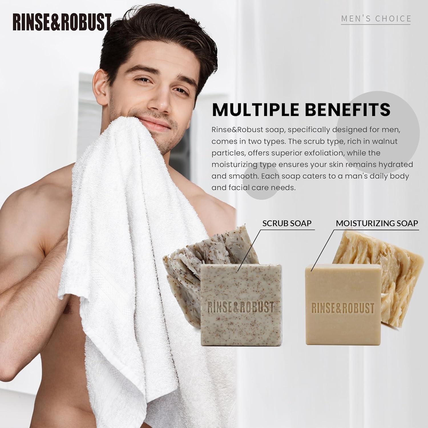 Jabón Natural Rinse & Robust para Hombres 150g - 6 Piezas