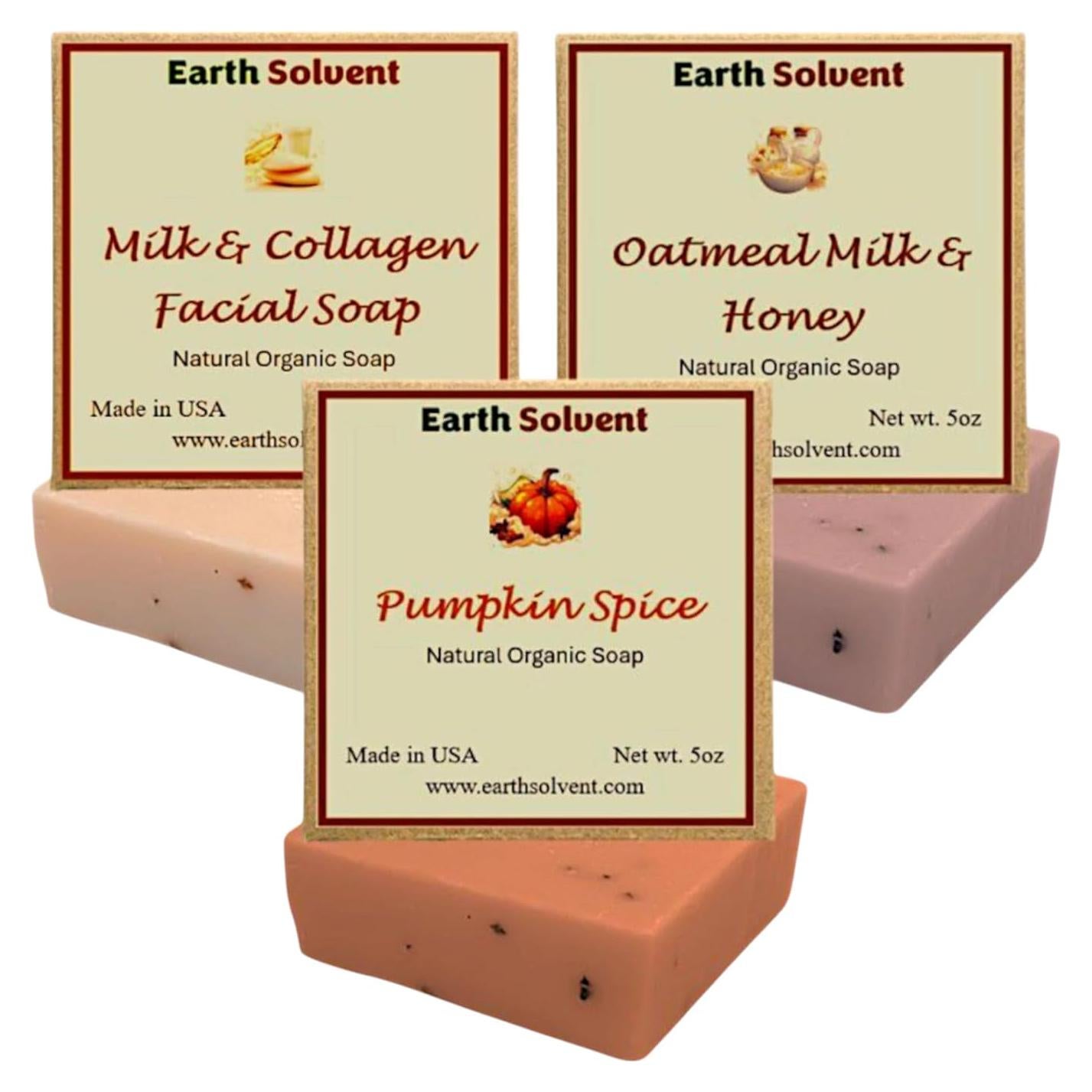 Jabón Orgánico Natural Earth Solvent - Paquete de 3 x 142g