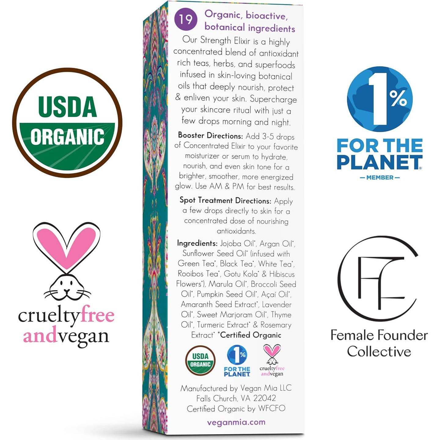 Elixir Facial Antioxidante Vegan Mia 14.79 ml - Hidratante Orgánico