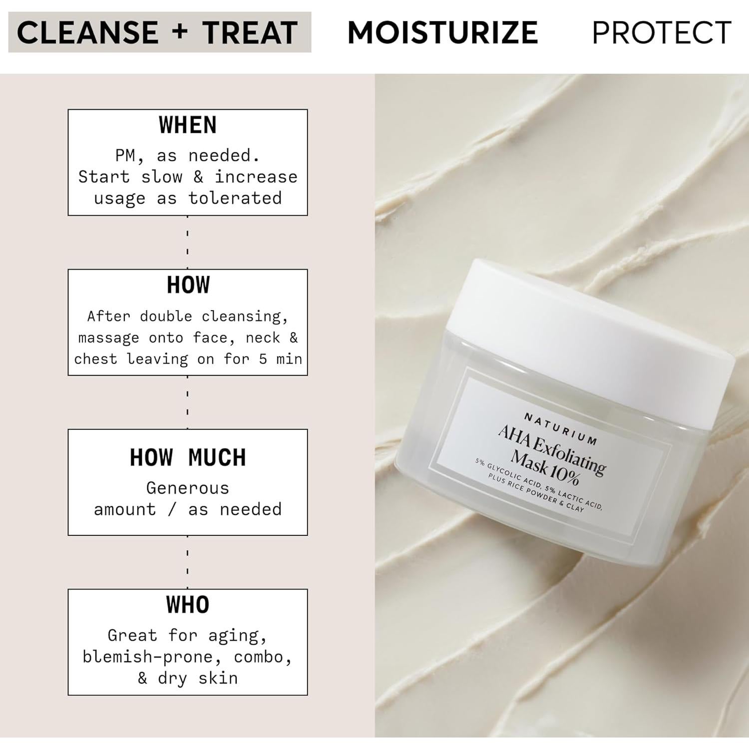 Mascarilla Exfoliante AHA 10% Naturium - Ácidos Glicólico y Láctico 48g