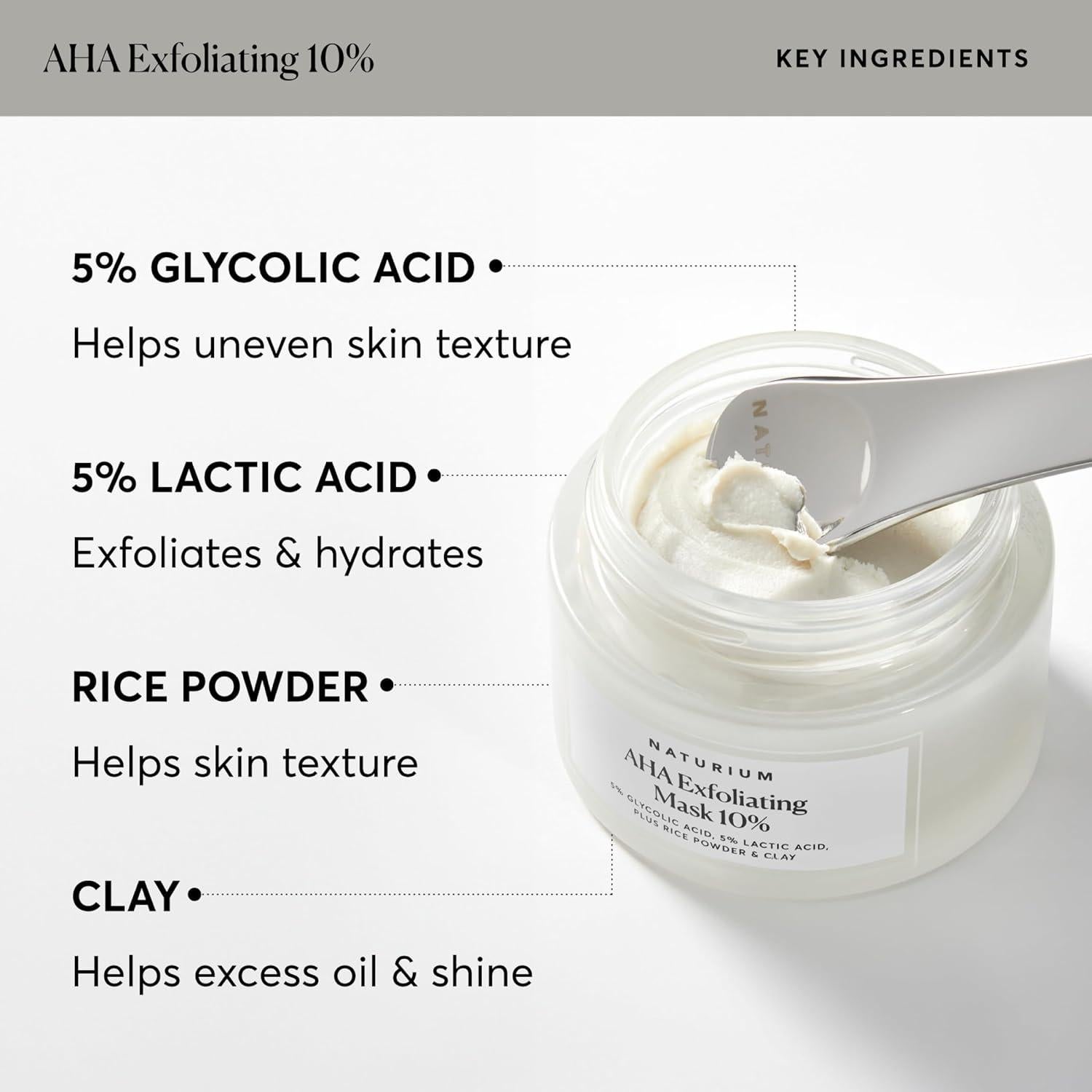 Mascarilla Exfoliante AHA 10% Naturium - Ácidos Glicólico y Láctico 48g