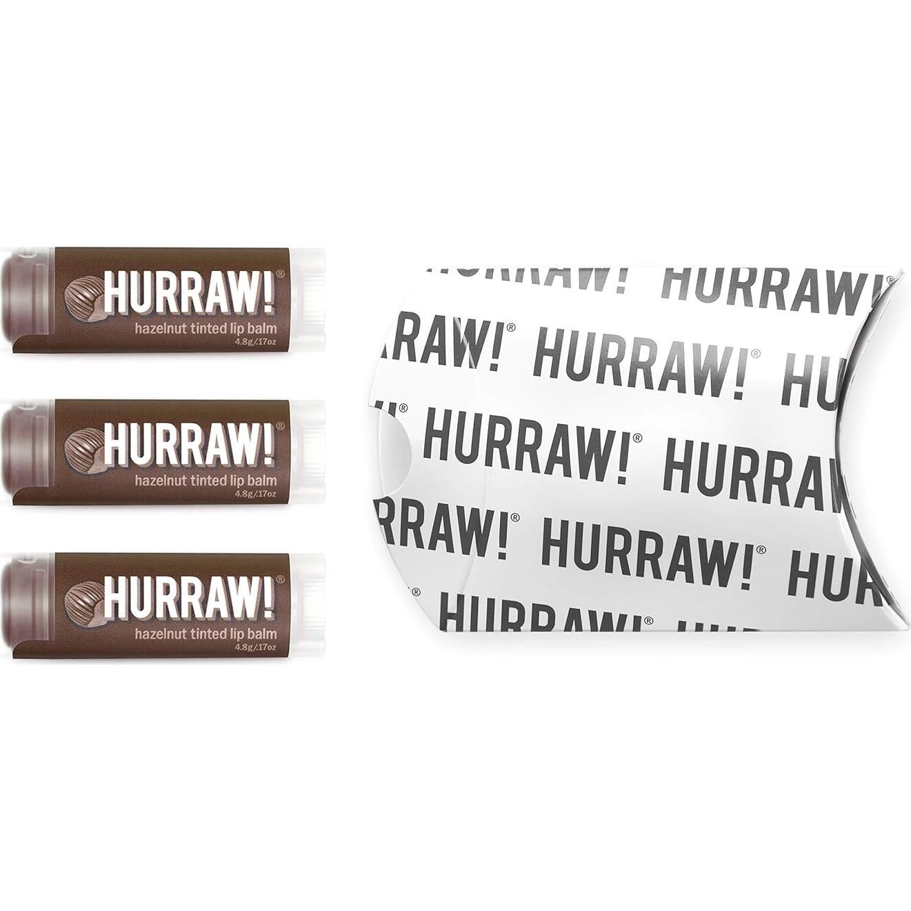 Bálsamo Labial Tinte de Avellana Hurraw! - Paquete de 3