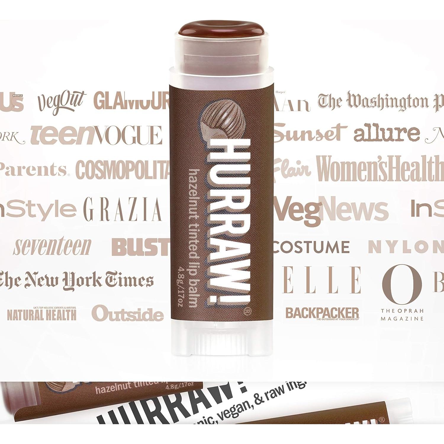 Bálsamo Labial Tinte de Avellana Hurraw! - Paquete de 3