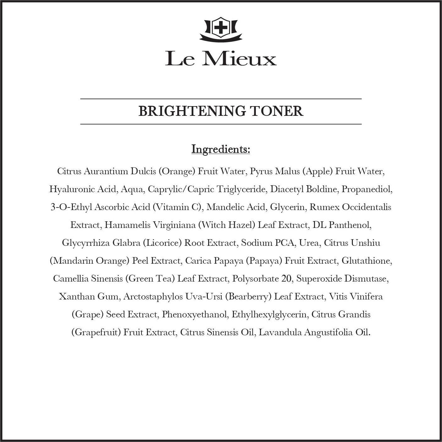 Tónico Facial Iluminador Le Mieux 180 ml - Ácido Hialurónico