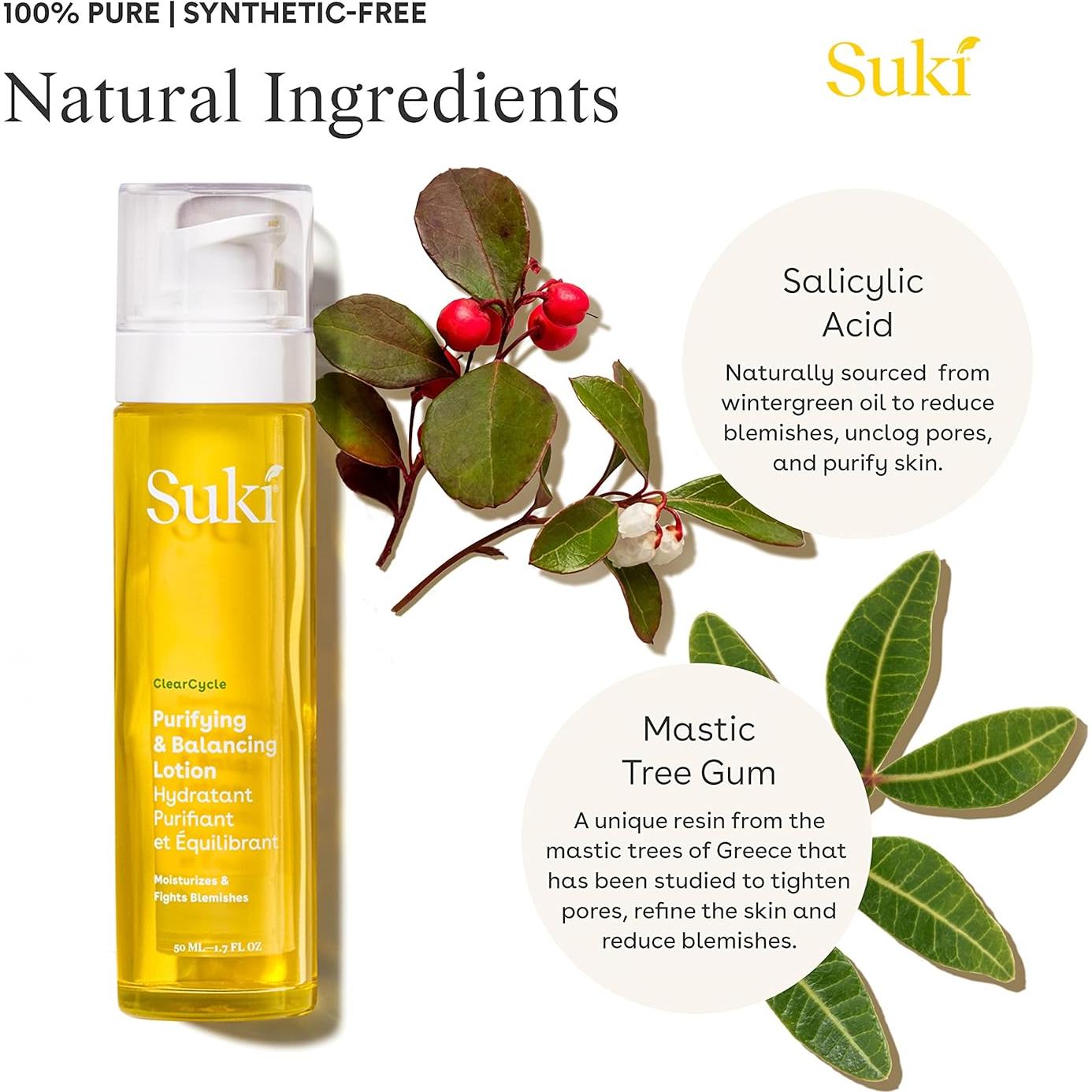 Loción Facial Purificante Suki con Ácido Salicílico 48ml - Hidratante Antienvejecimiento para Piel Grasa