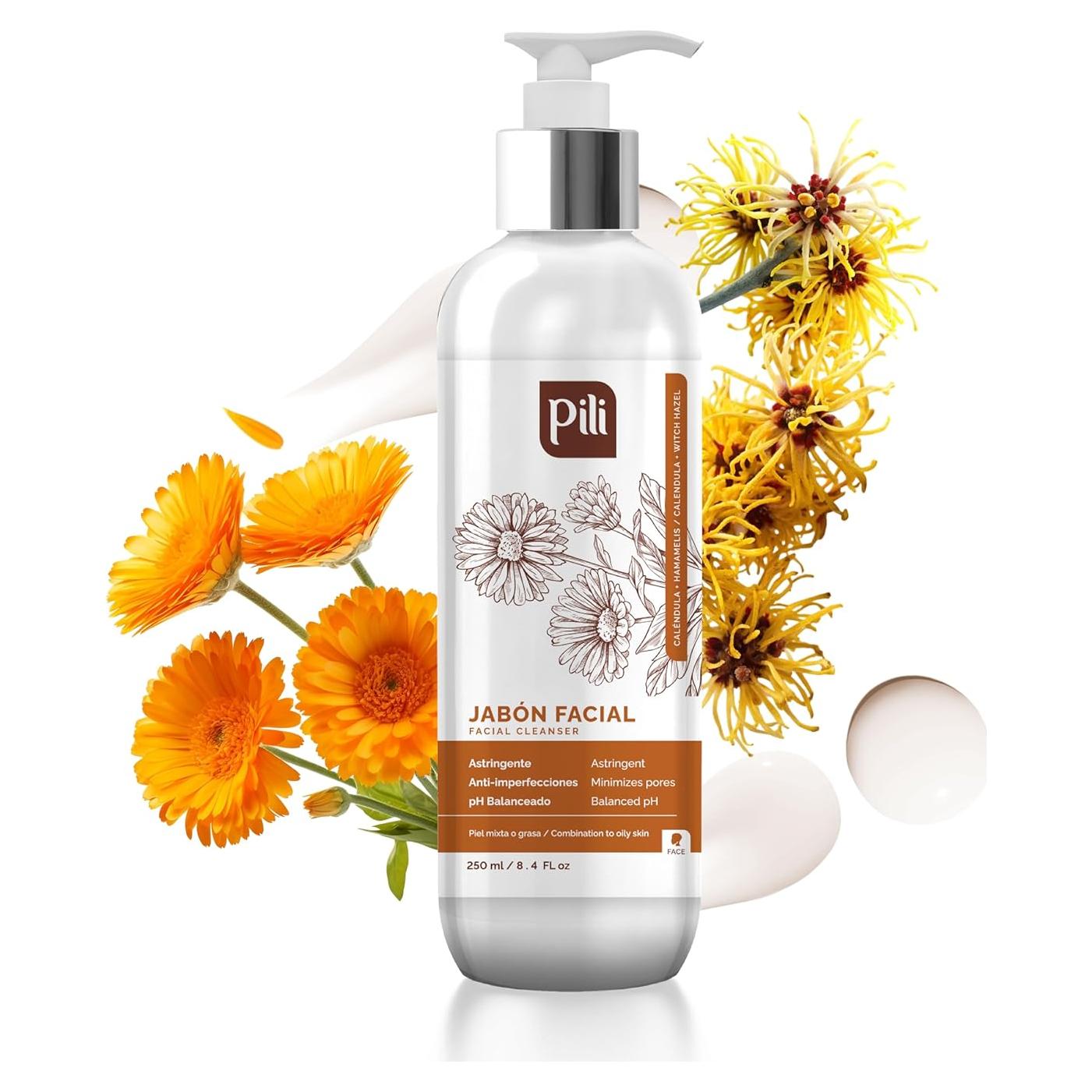 Limpiador Facial Natural Pili 248ml con Caléndula y Hamamelis