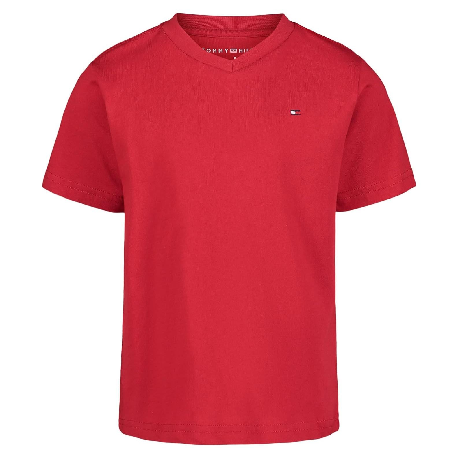 Camiseta Tommy Hilfiger niño 4T escarlata cuello V manga corta