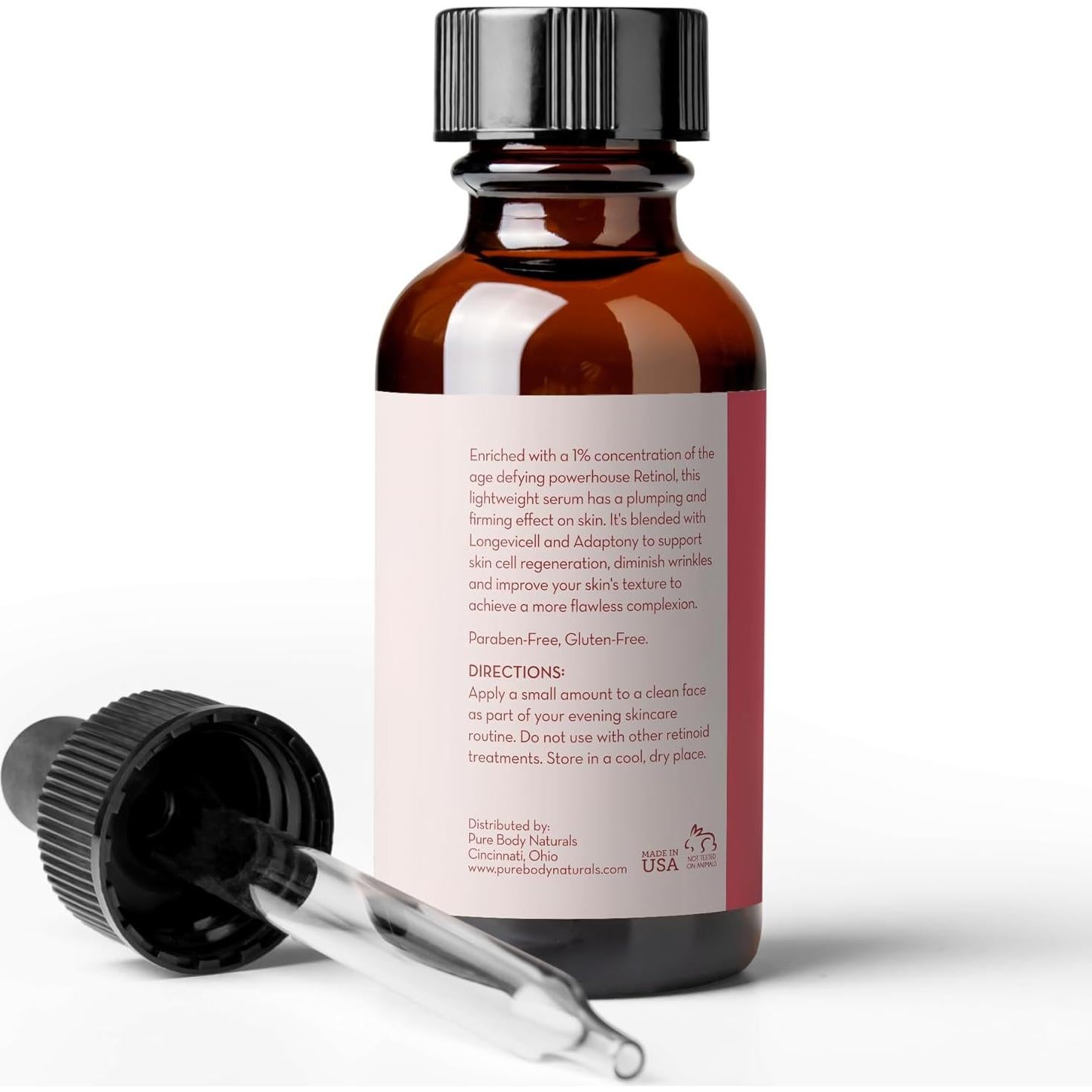 Suero Facial Antienvejecimiento Retinol Pure Body Naturals 29.57 ml