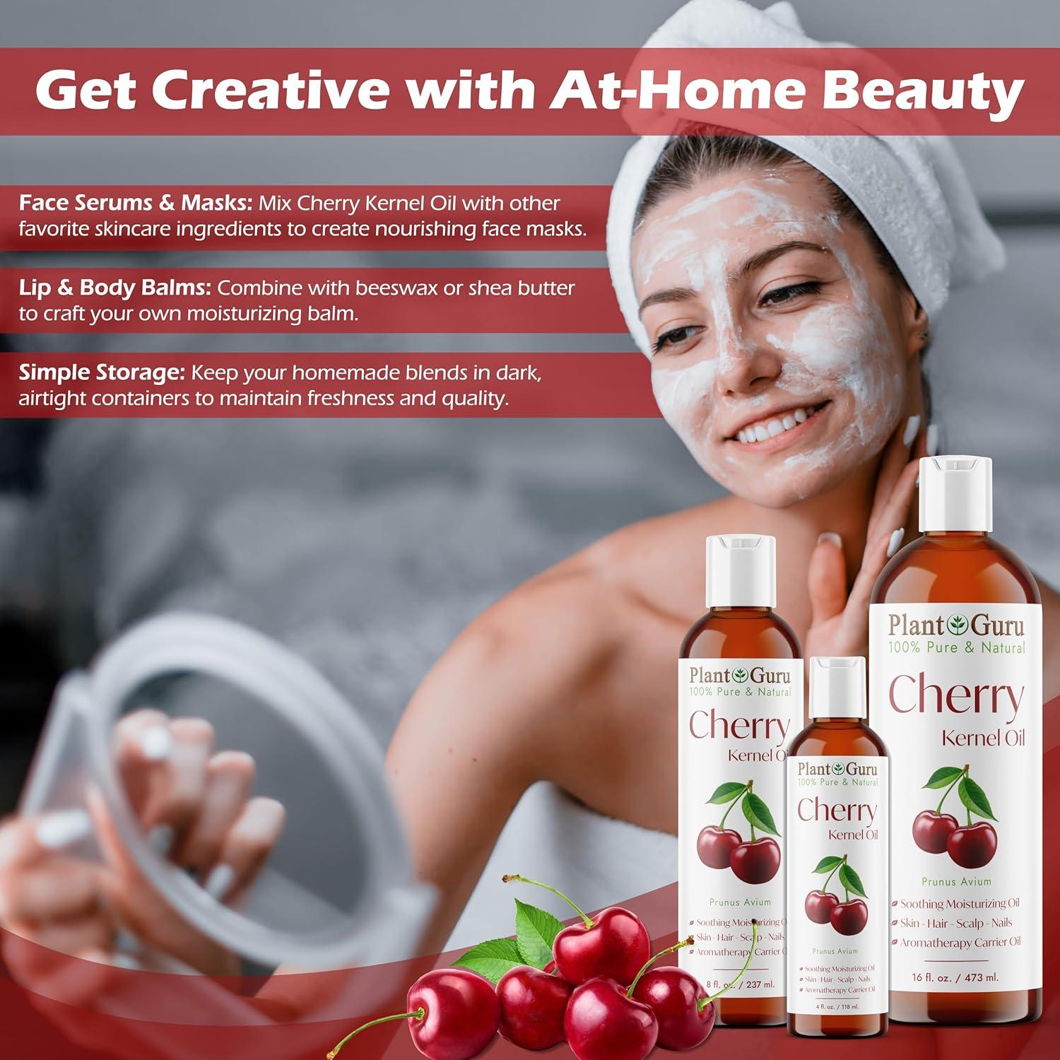 Aceite de Hueso de Cereza 236 ml Prensado en Frío 100% Puro