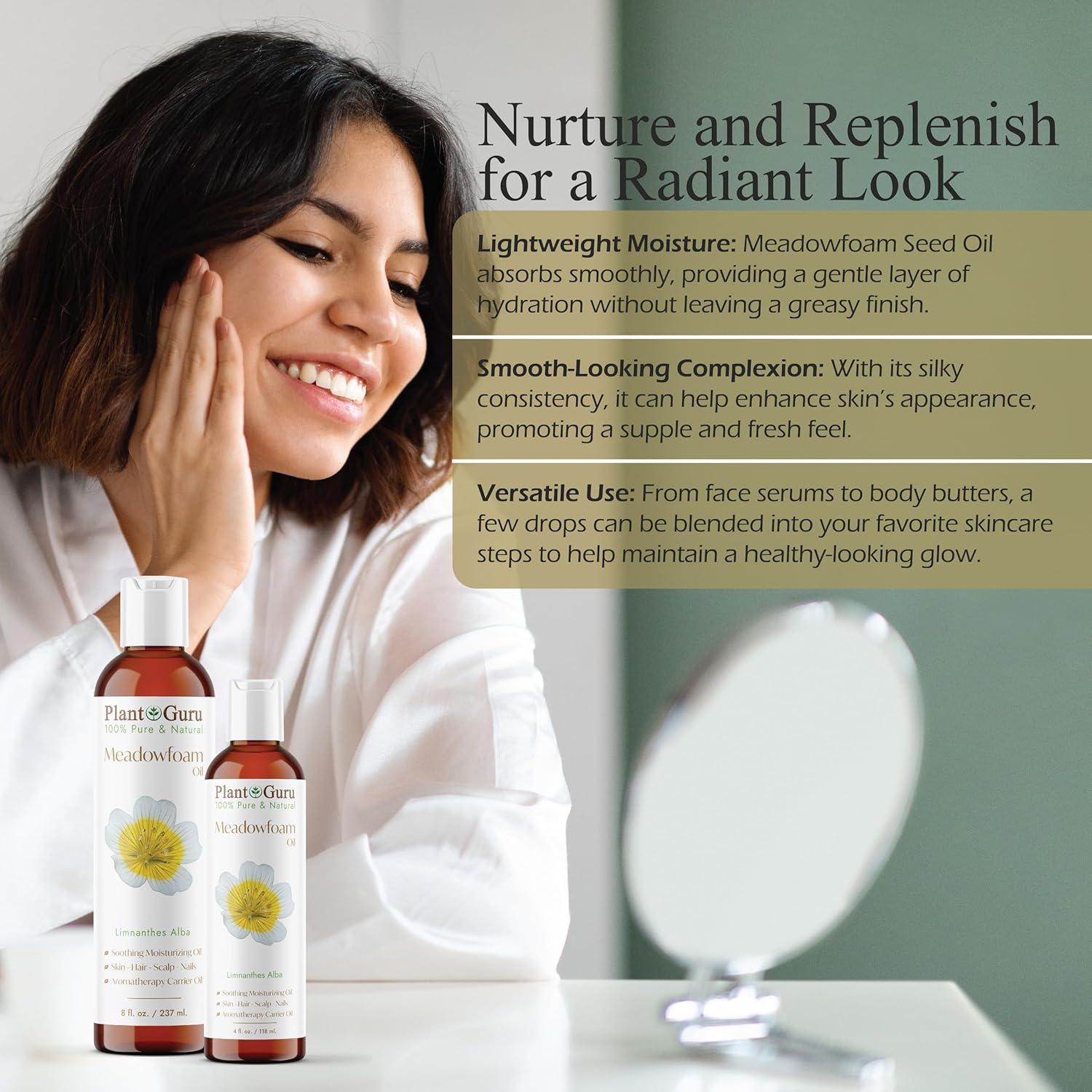 Aceite de Meadowfoam 473 ml Prensado en Frío 100% Puro Natural