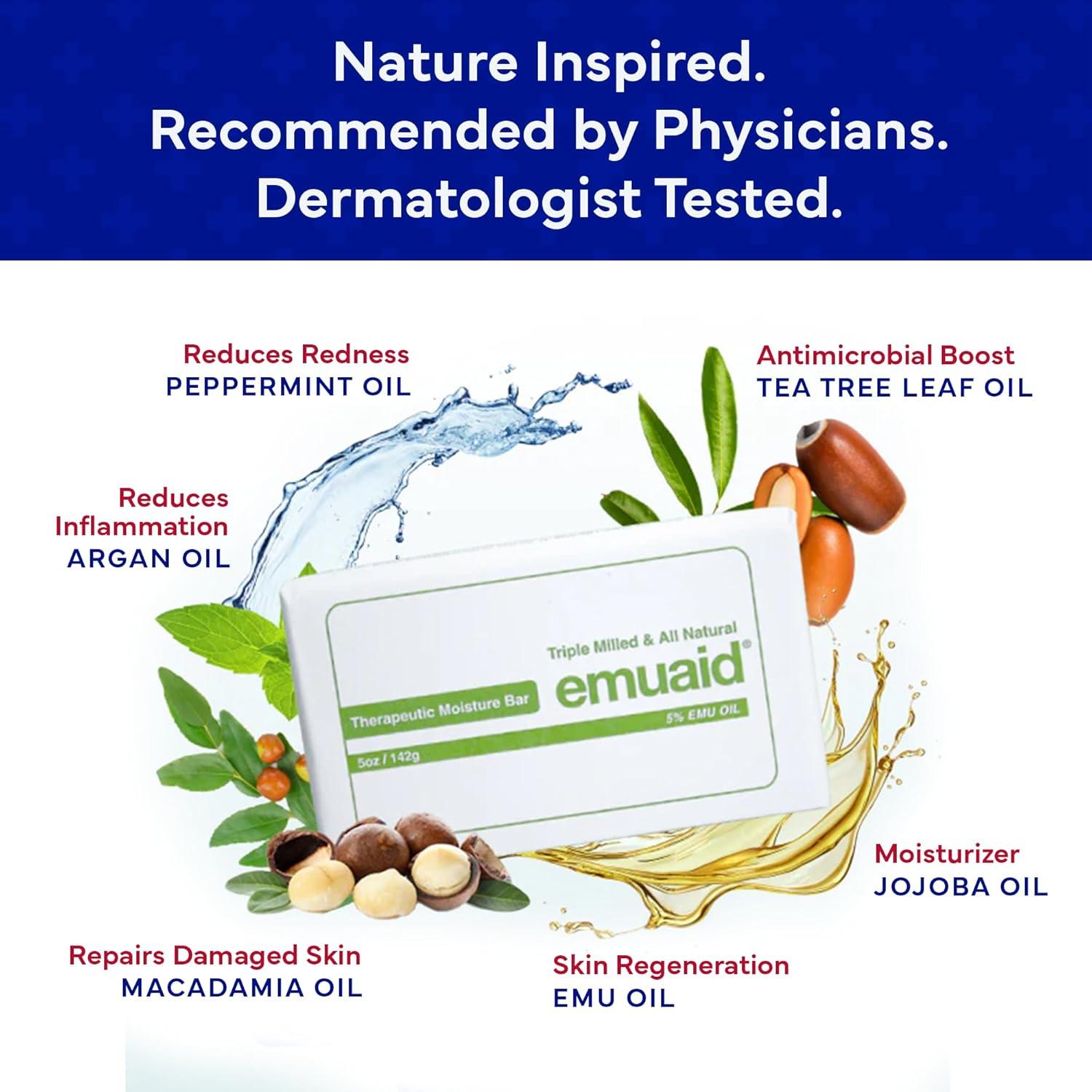 Barra de Jabón Hidratante EMUAID 142g - Aceite de Emú y Árbol de Té