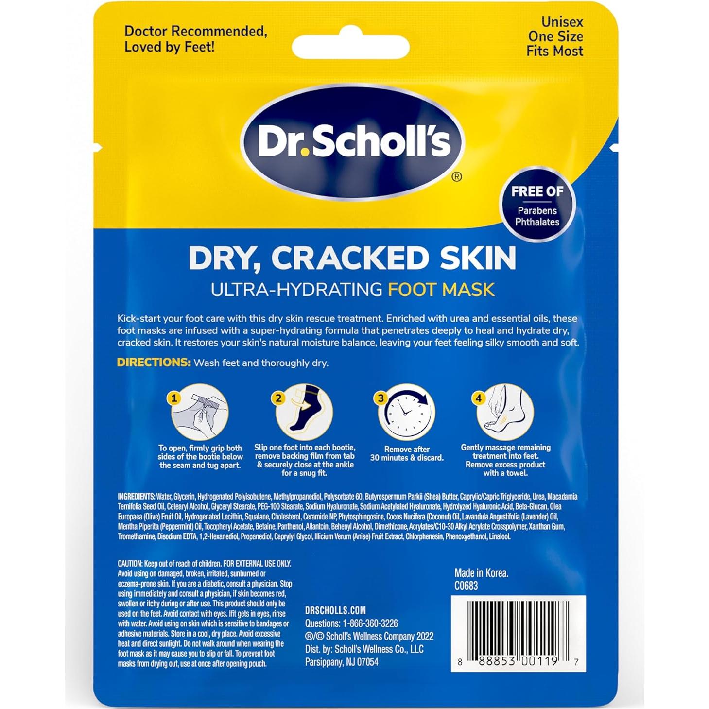 Mascarilla Ultra Hidratante para Pies Dr. Scholl's - 3 Pares