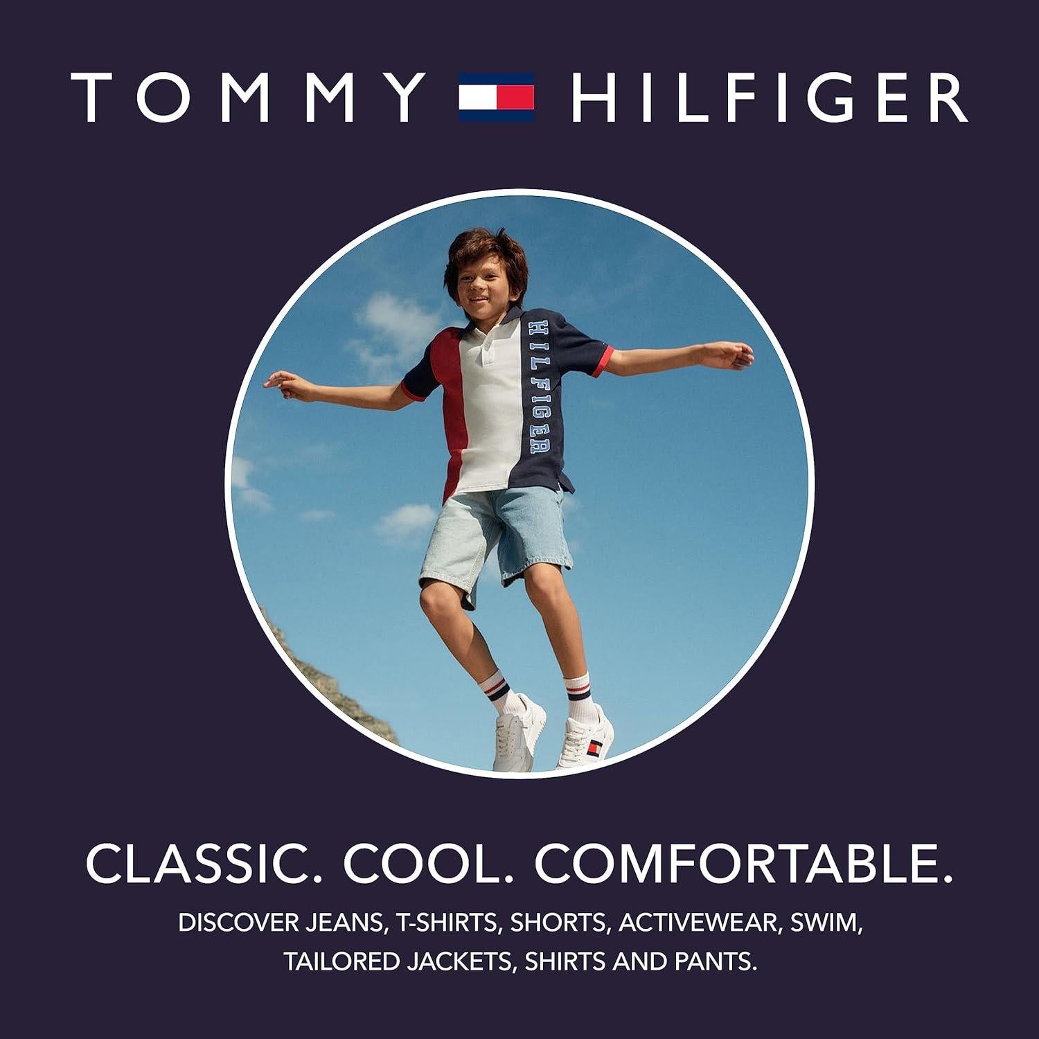 Camiseta de Cuello en V Tommy Hilfiger Niño Escarlata