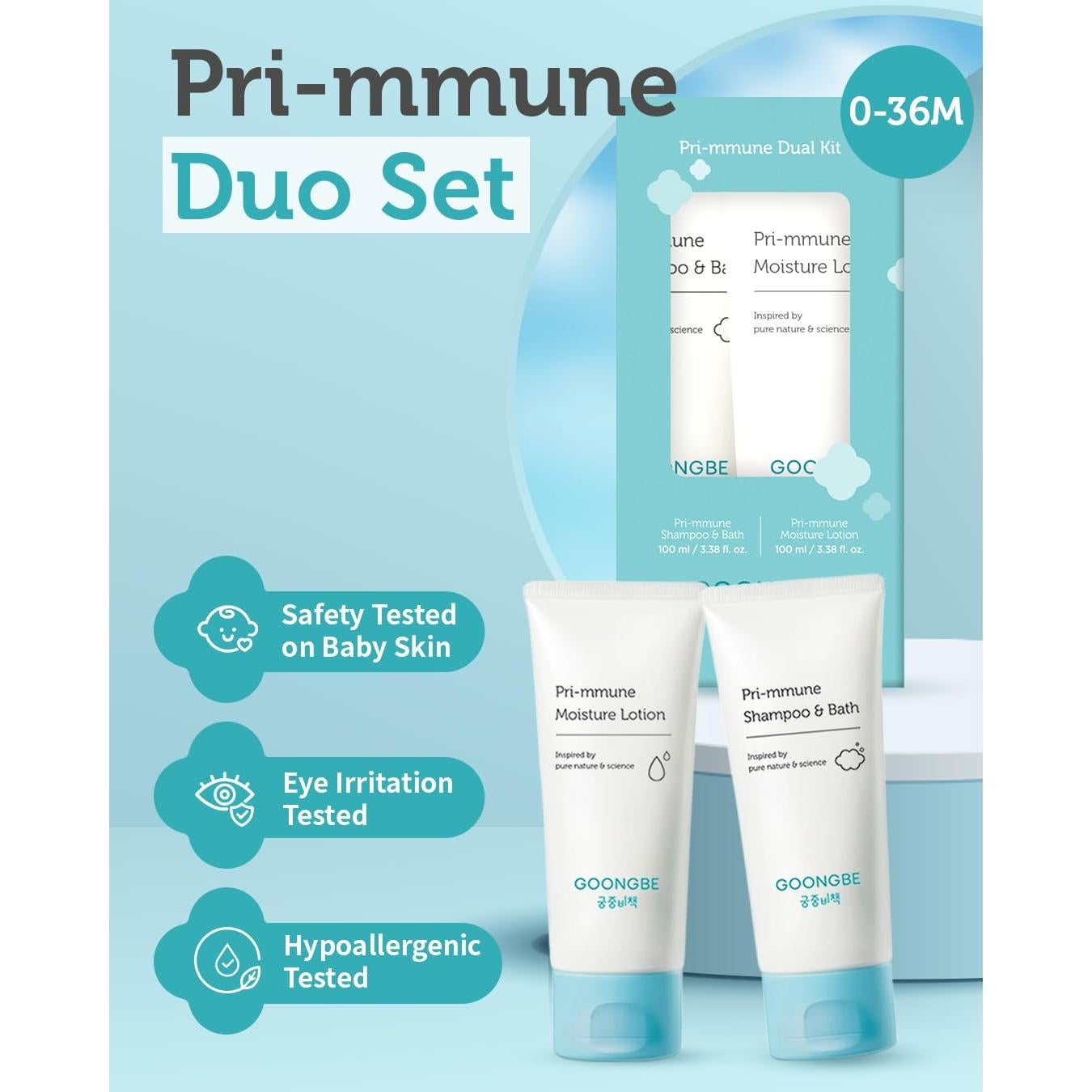 Conjunto de Cuidado de Piel para Bebés GOONGBE - Champú y Loción 100ml