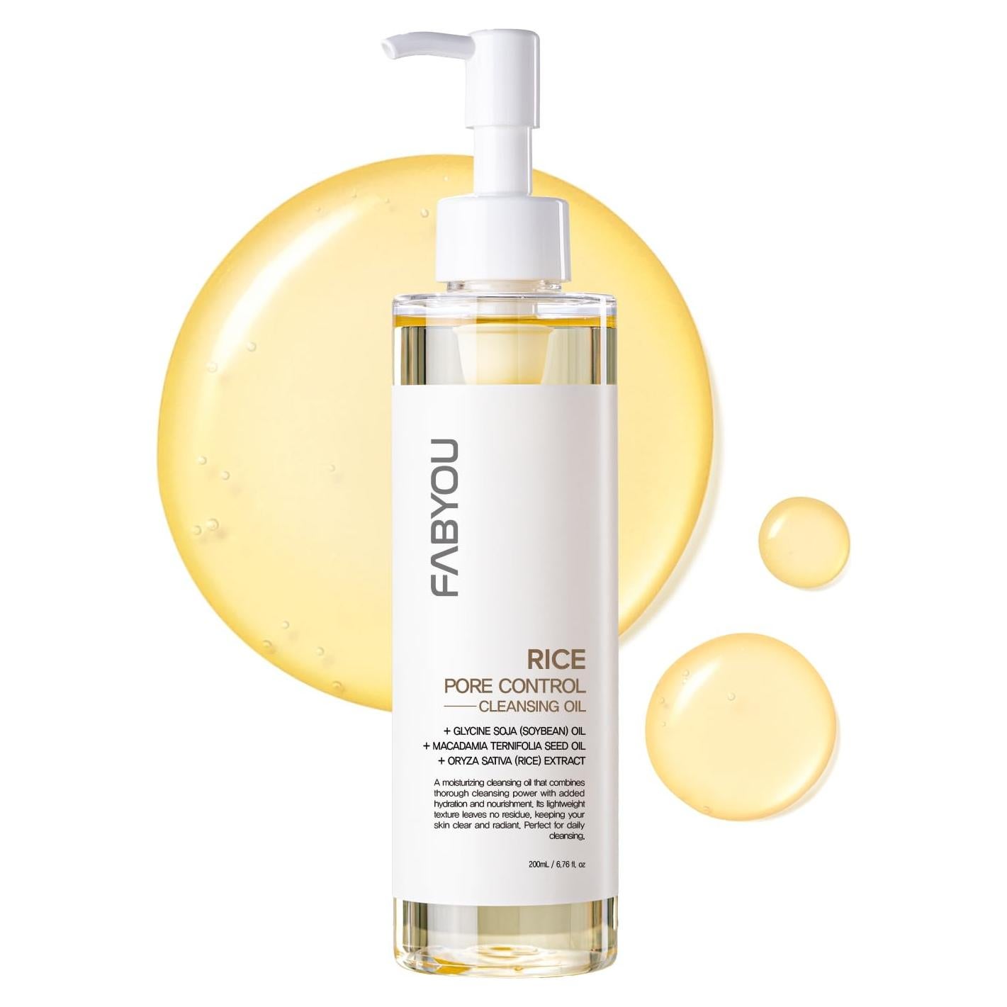 Aceite Limpiador de Arroz FABYOU 200 ml - Hidratante y Hipoalergénico