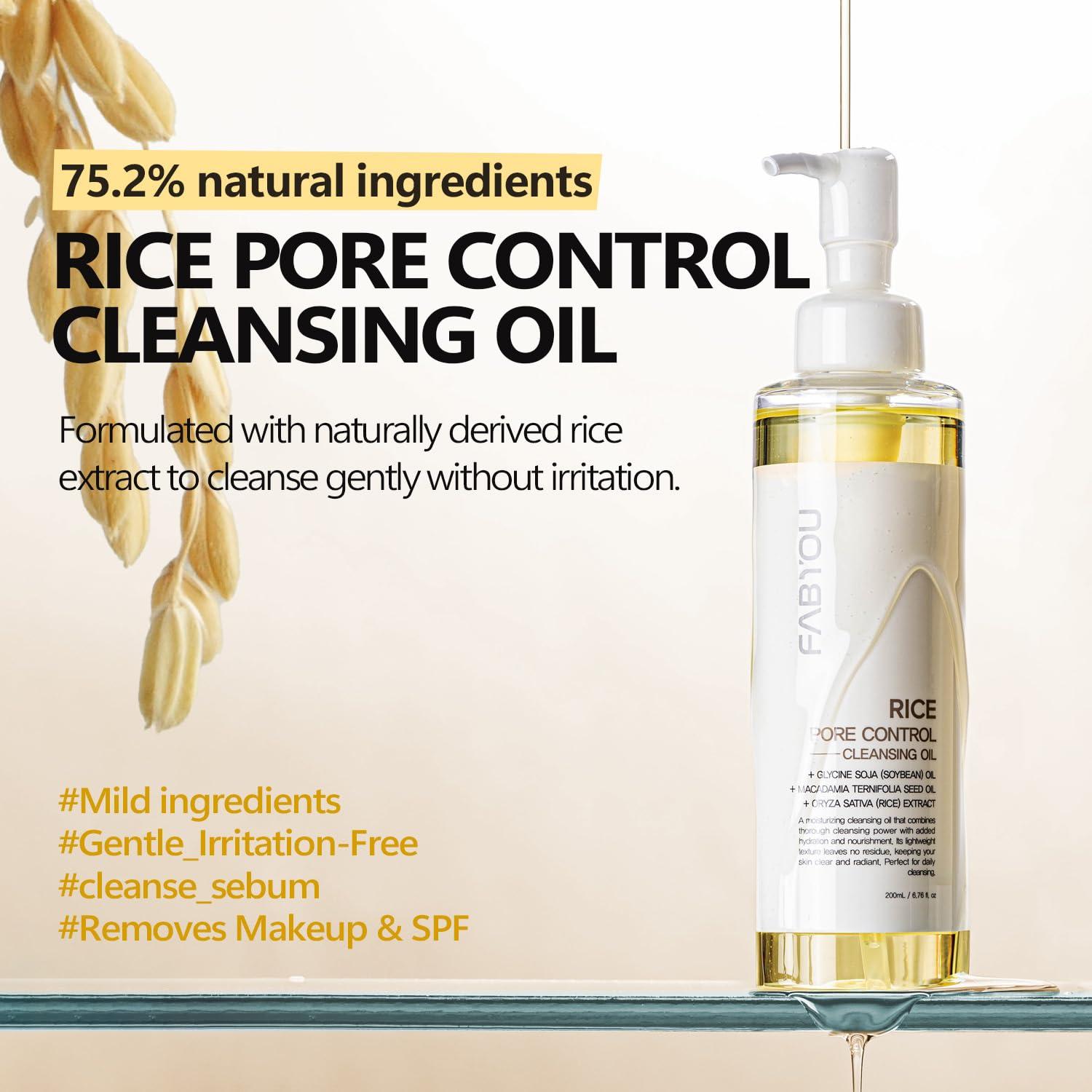 Aceite Limpiador de Arroz FABYOU 200 ml - Hidratante y Hipoalergénico