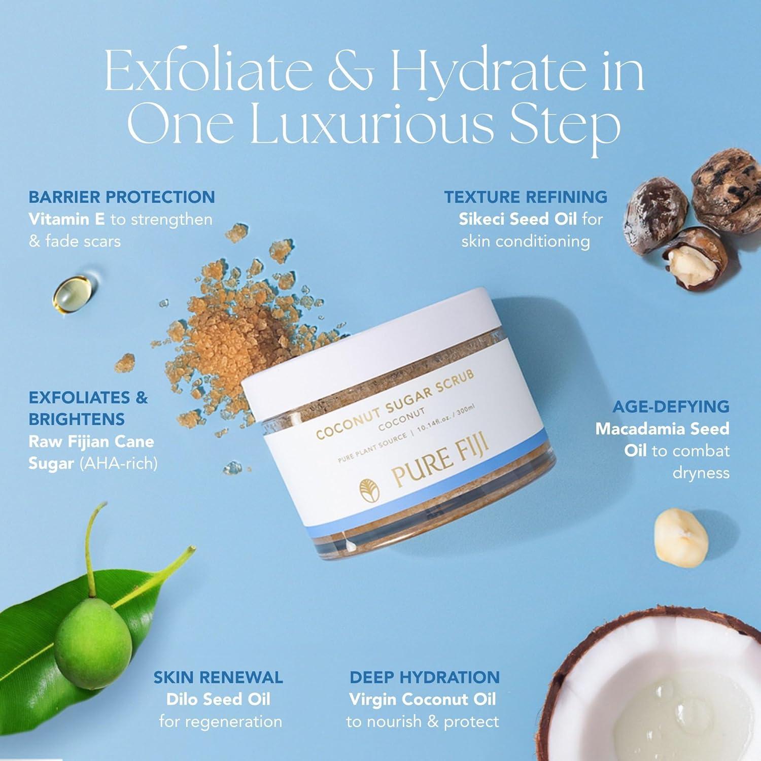 Exfoliante Natural de Azúcar de Coco Pure Fiji 300 ml - Hidratante
