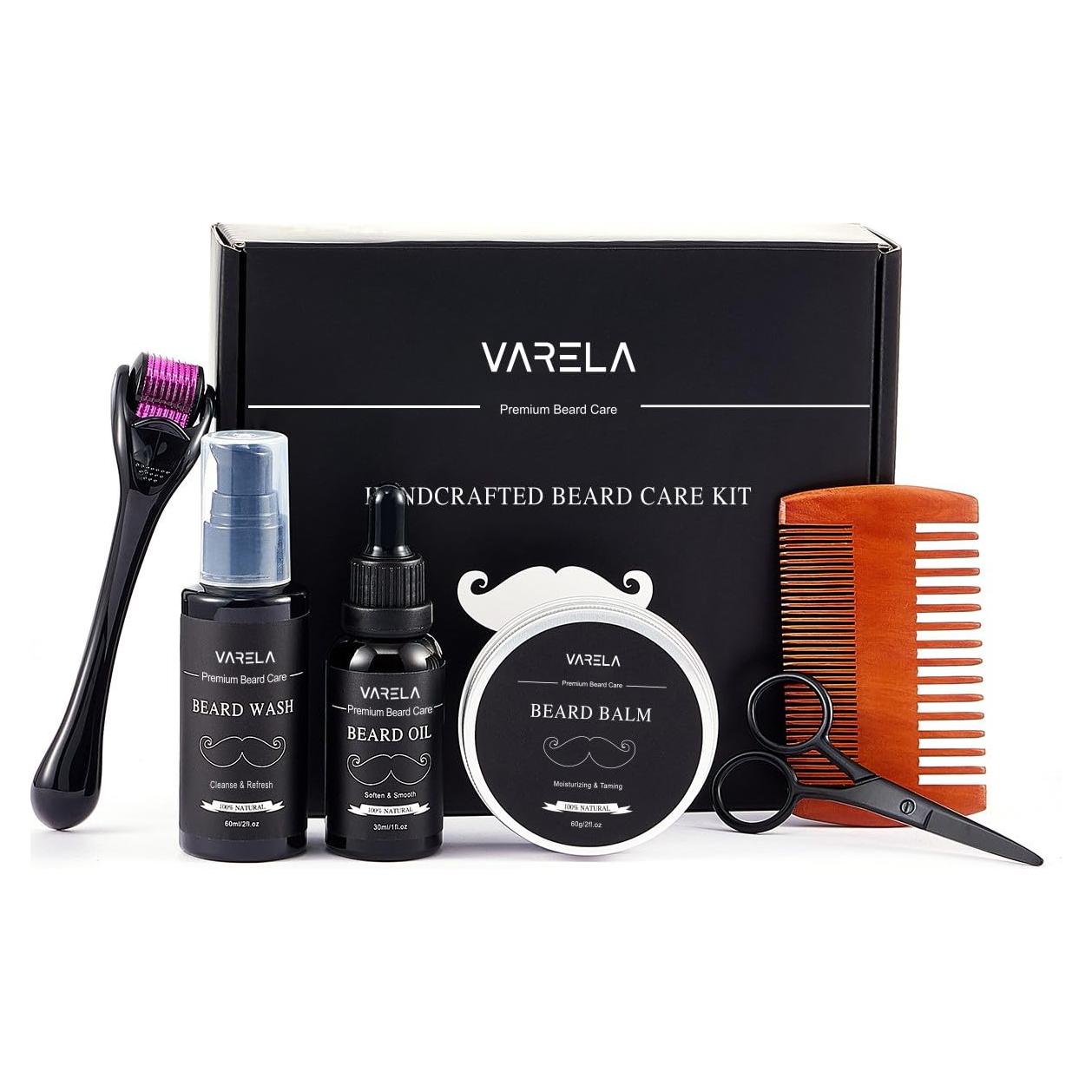 Kit de Cuidado de Barba VARELA - Aceite, Balsamo, Jabón, Tijeras