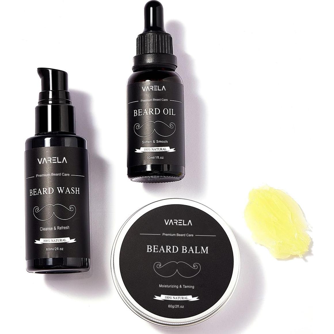 Kit de Cuidado de Barba VARELA - Aceite, Balsamo, Jabón, Tijeras