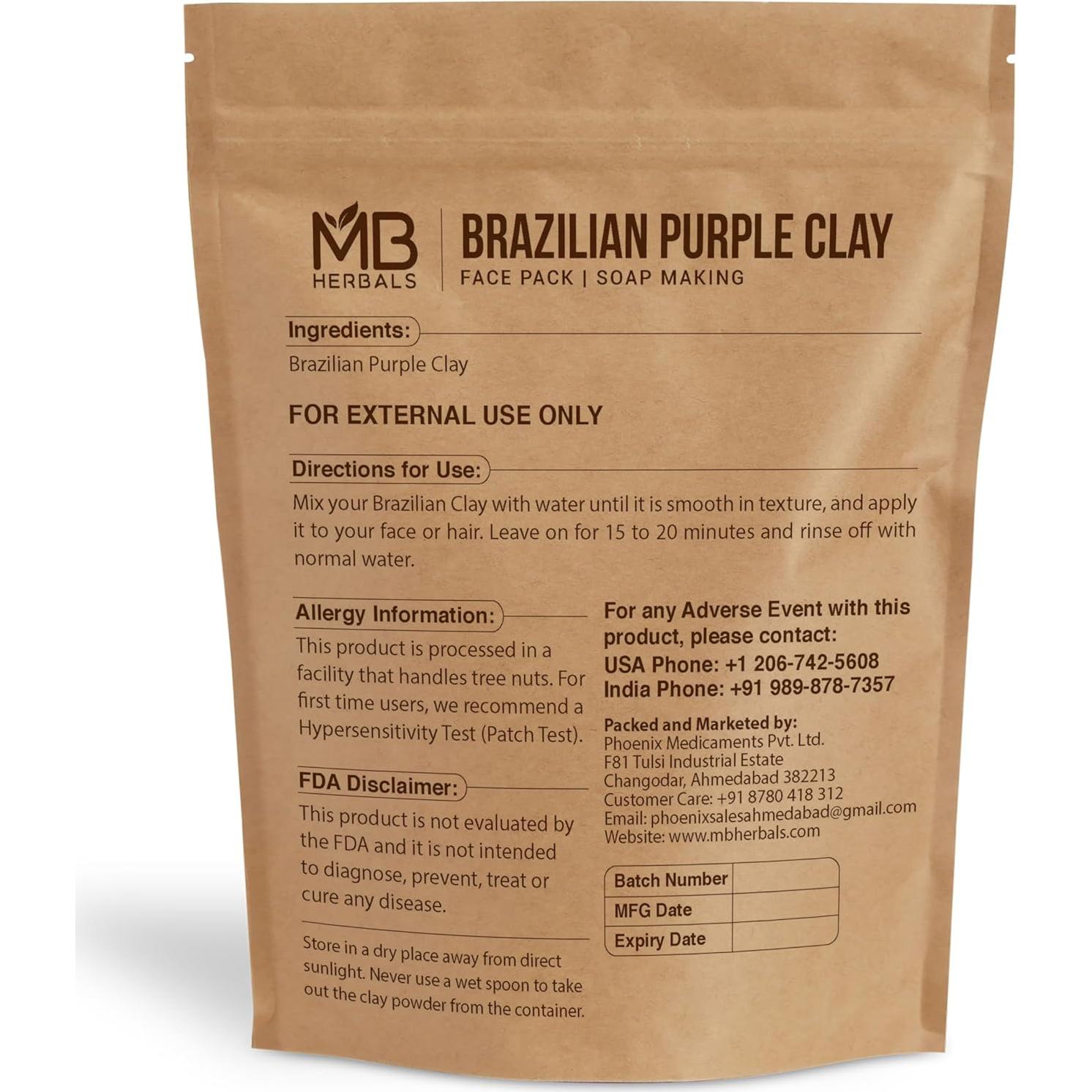 Arcilla Púrpura Brasileña MB Herbals 227g - Mascarillas Faciales