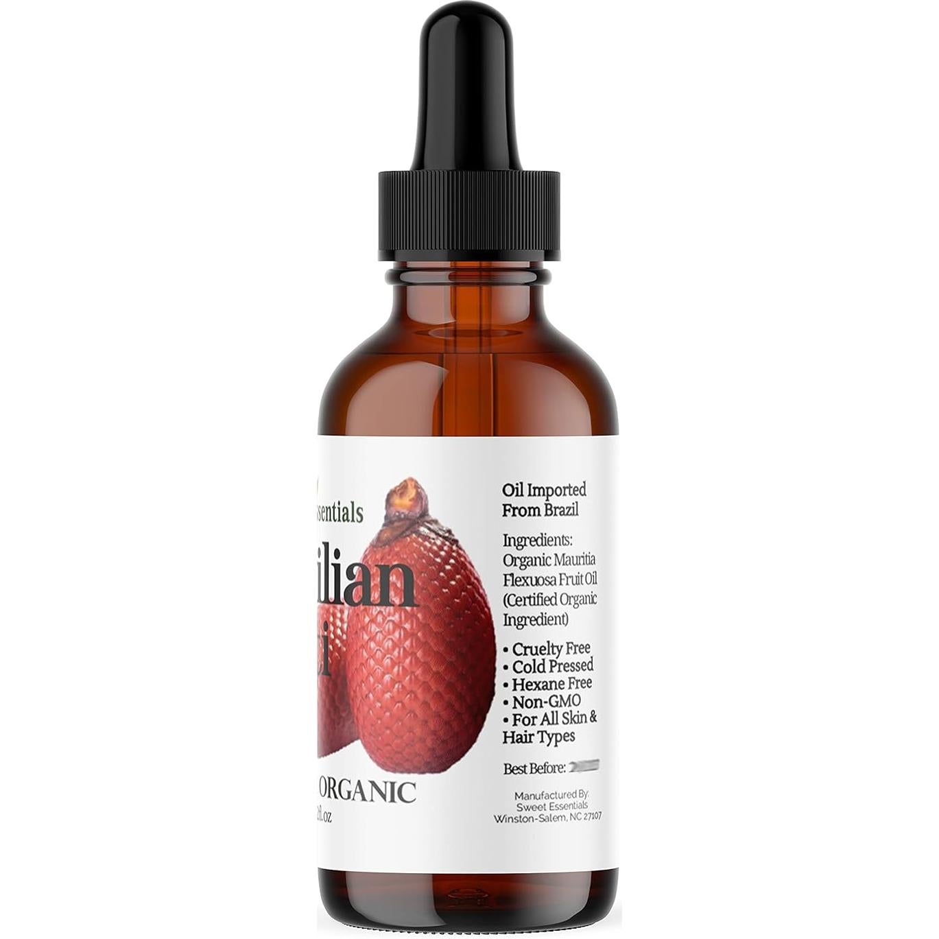 Aceite de Buriti 100% Puro Esenciales Dulces 60ml Vidrio