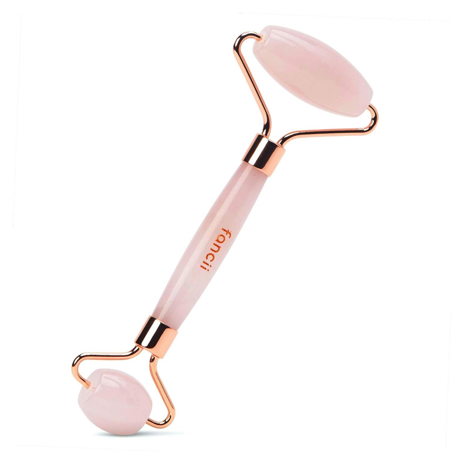 Rodillo de Masaje Facial Fancii de Cuarzo Rosa 14.5 cm