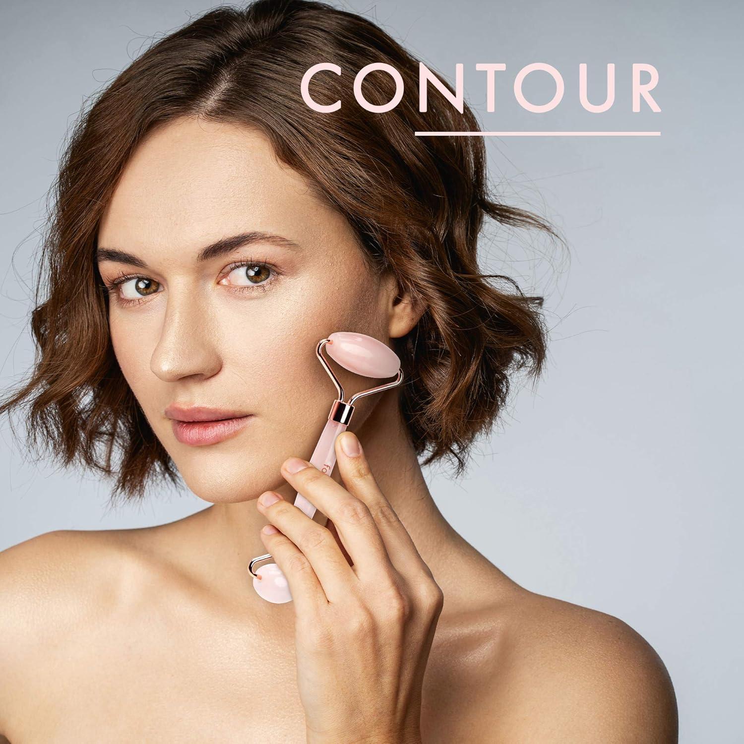 Rodillo de Masaje Facial Fancii de Cuarzo Rosa 14.5 cm