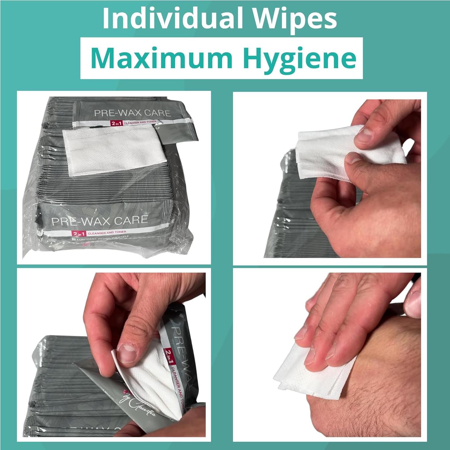 Toallitas Pre-Cera BrazCare 100 Ct - Higiénicas y Suaves