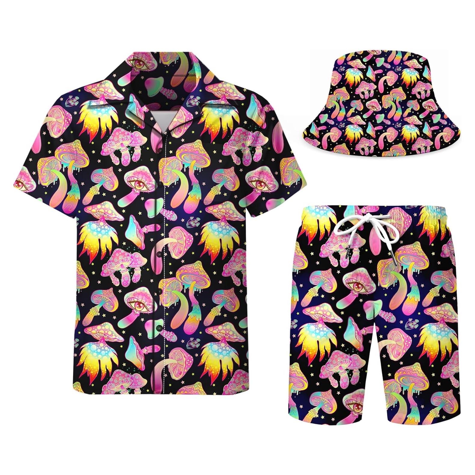 DOOPCCOR Traje Deportivo 3 Piezas Hombre Hawaiano Mediano