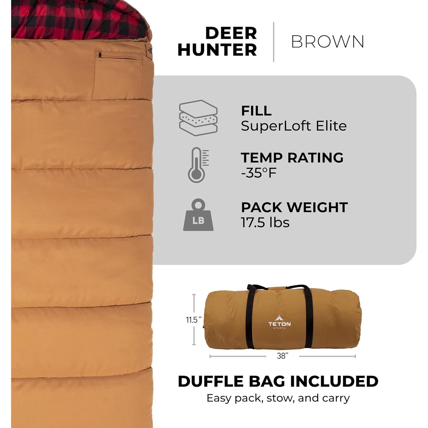 Saco de dormir TETON Sports Deer Hunter -37°C para 1 persona