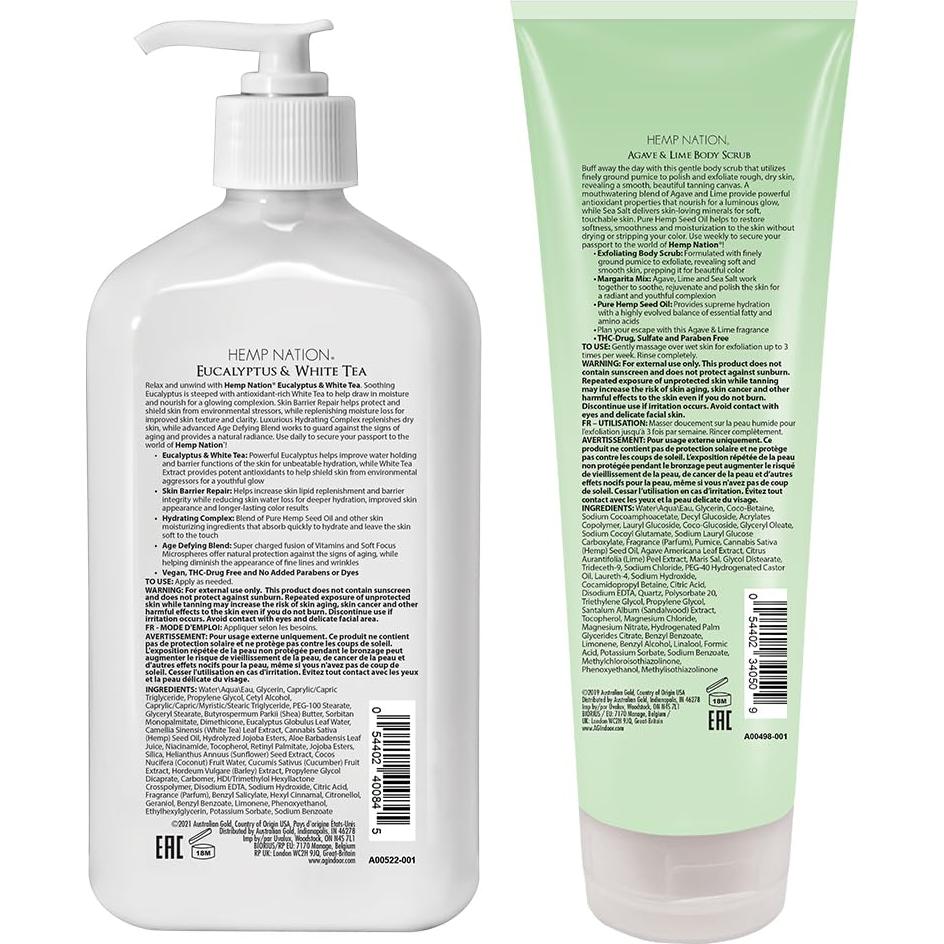 Paquete de Eucalipto y Té Blanco Australian Gold - Loción y Exfoliante