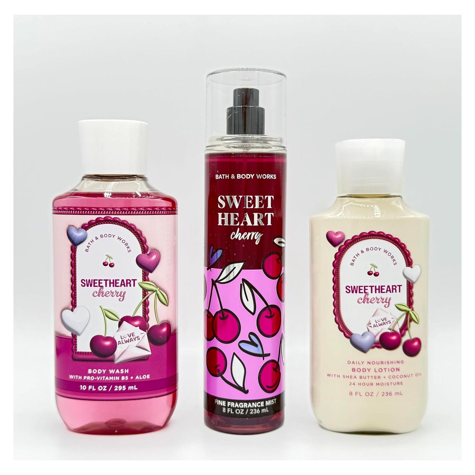 Conjunto de Baño Sweetheart Cherry 3 Piezas - Gel, Bruma y Loción