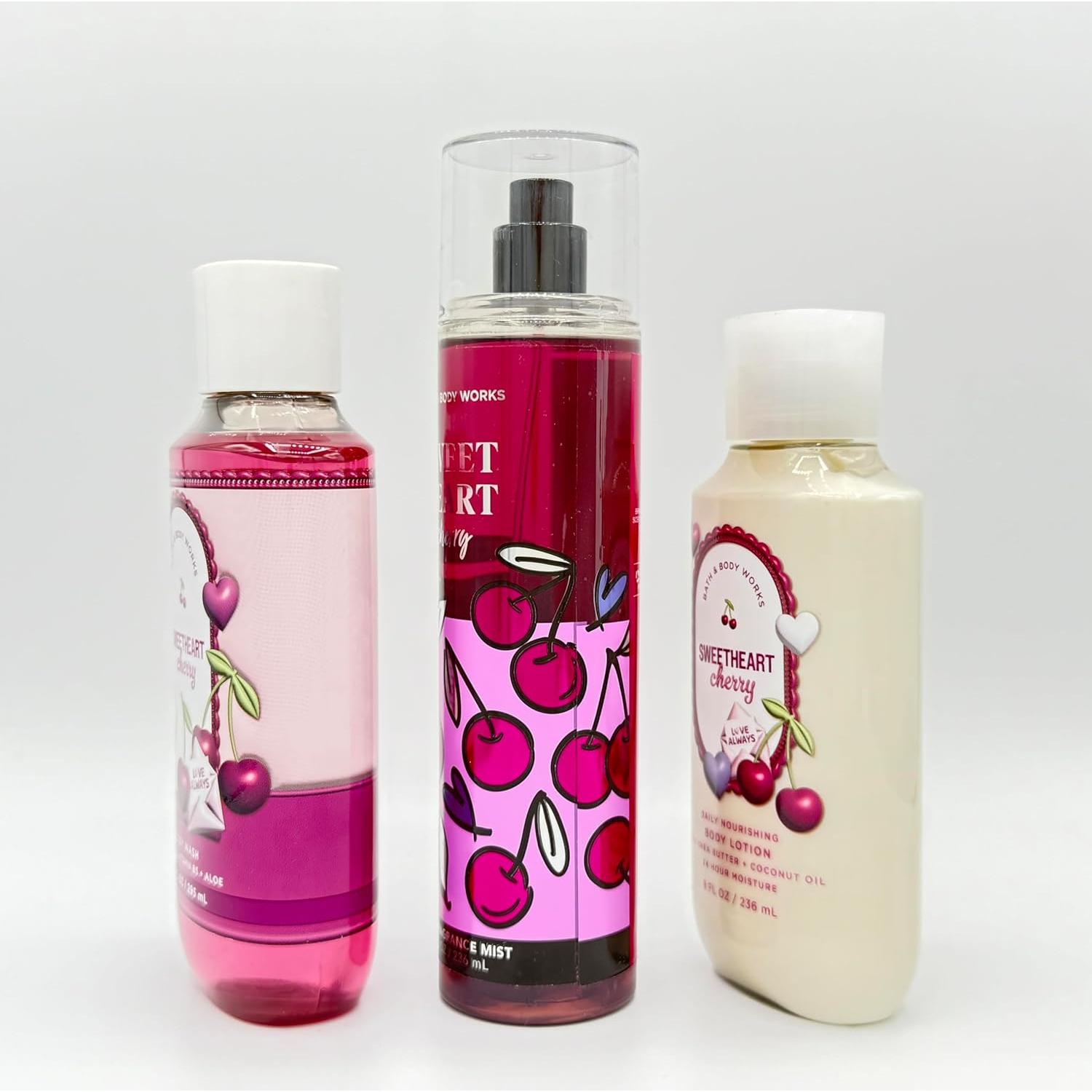 Conjunto de Baño Sweetheart Cherry 3 Piezas - Gel, Bruma y Loción