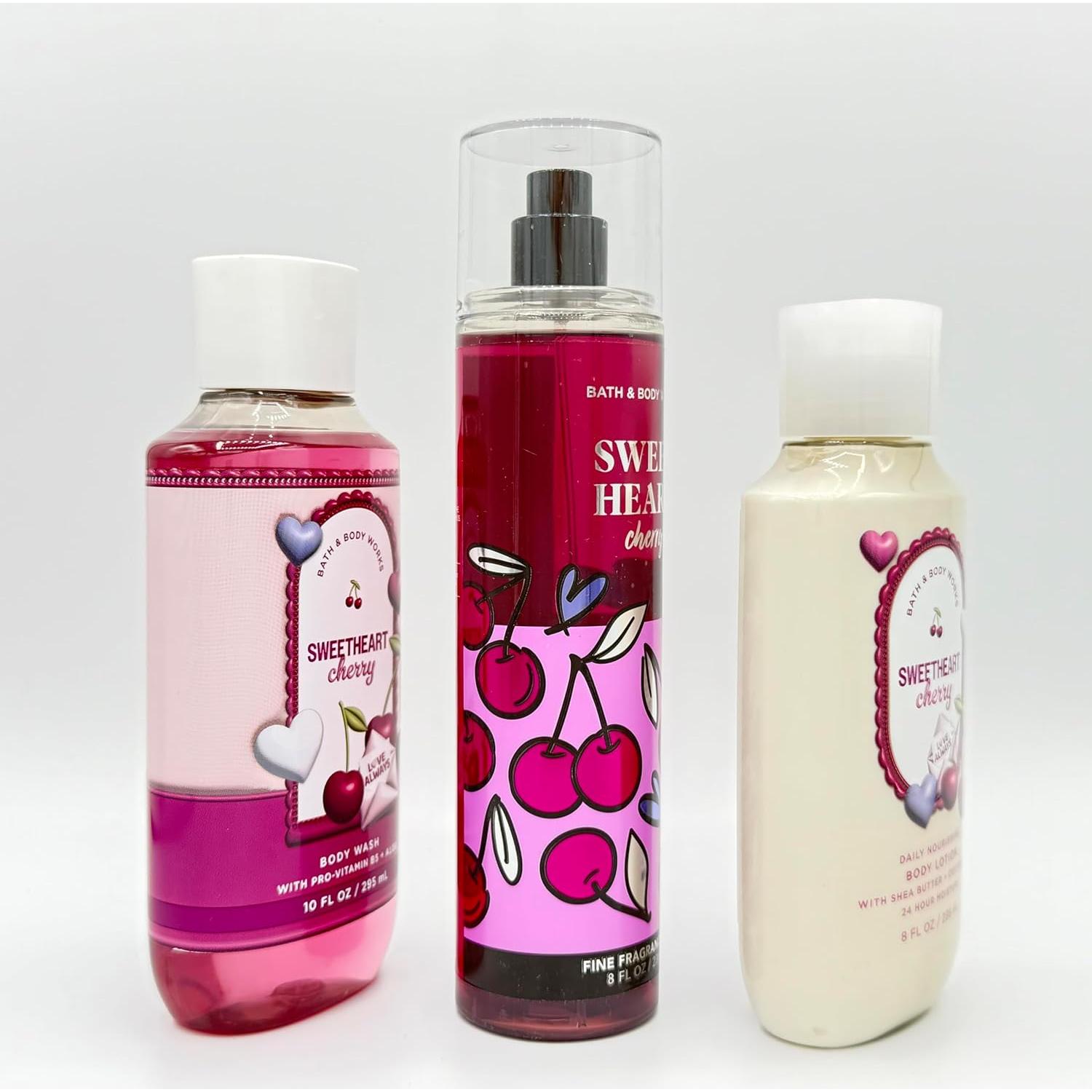 Conjunto de Baño Sweetheart Cherry 3 Piezas - Gel, Bruma y Loción