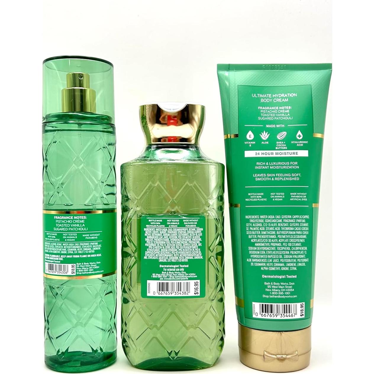 Conjunto de Baño Glaseado de Pistacho Bath Body Wok 3 Piezas