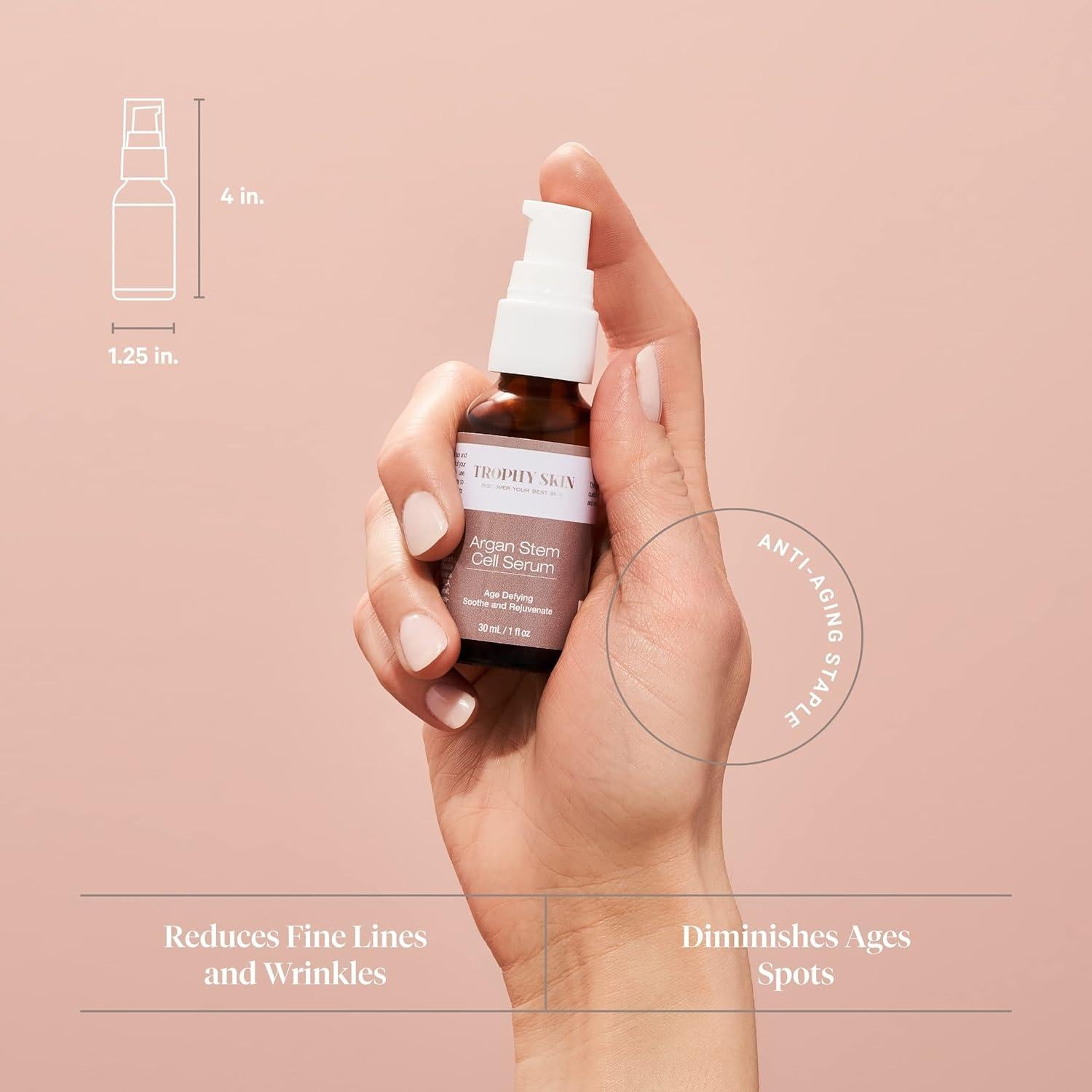 Suero Facial Antienvejecimiento Trophy Skin 30 mL - Hidratante con Ácido Hialurónico y Aceite de Argán