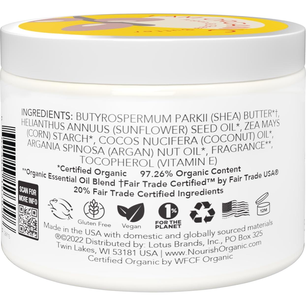 Manteca Corporal Hidratante Nourish Organic 147 g - Vainilla y Coco