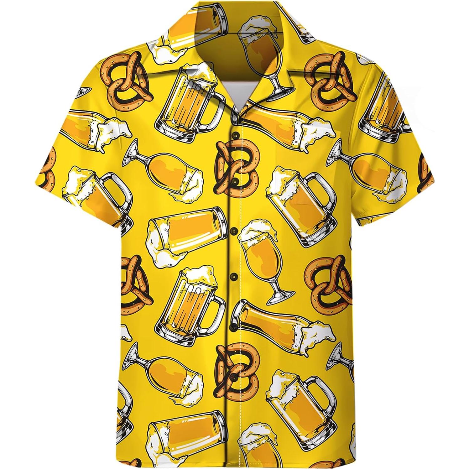 DOOPCCOR Traje Deportivo 3 Piezas Hombre Camisa Hawaiana