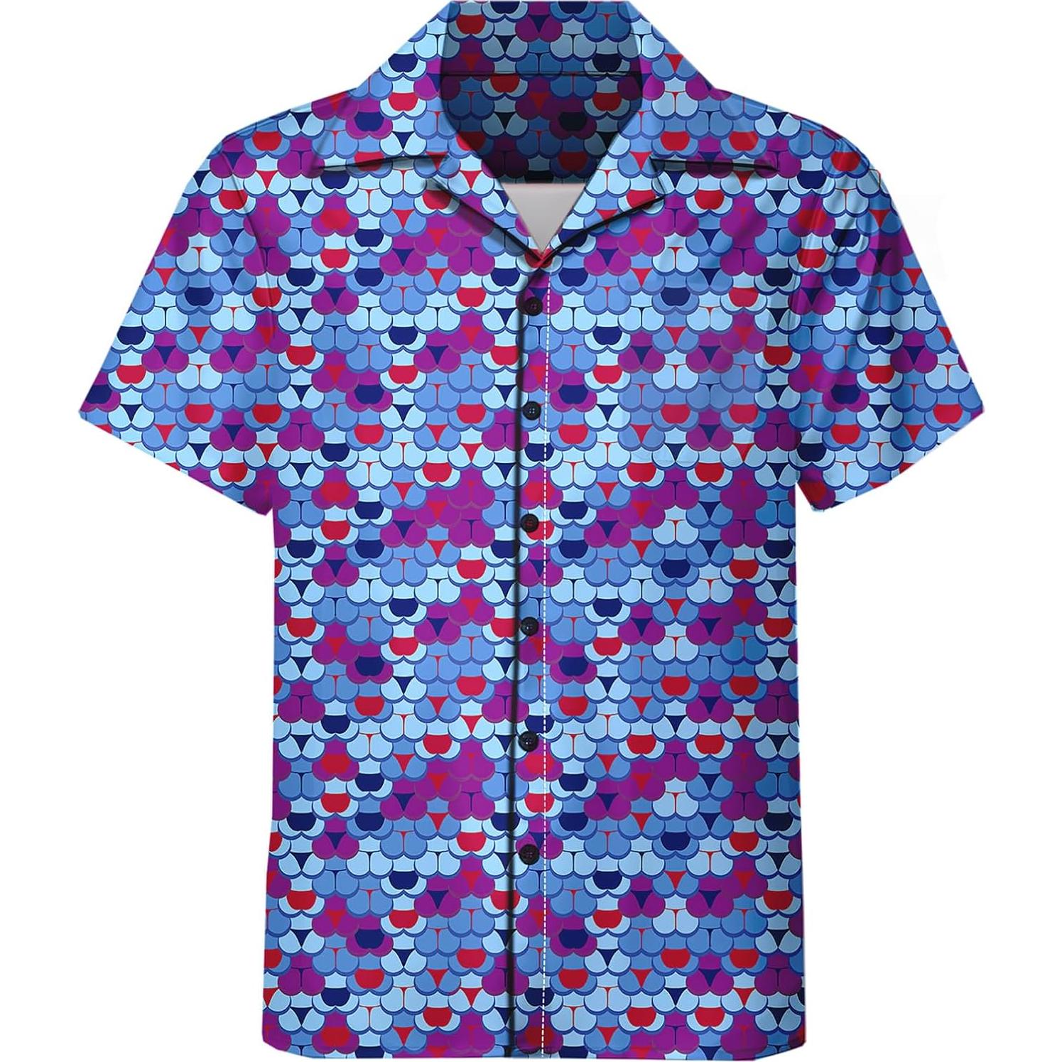 DOOPCCOR Traje Deportivo 3 Piezas Hombre Camisa Hawaiana