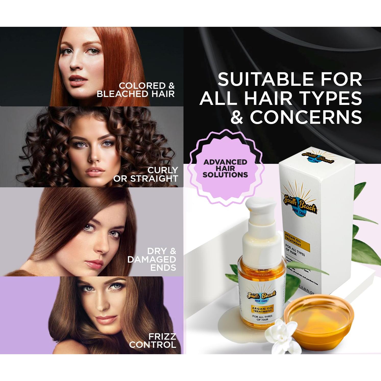 Tratamiento de Aceite de Argán South Beach 30ml - Suero Orgánico para Cabello