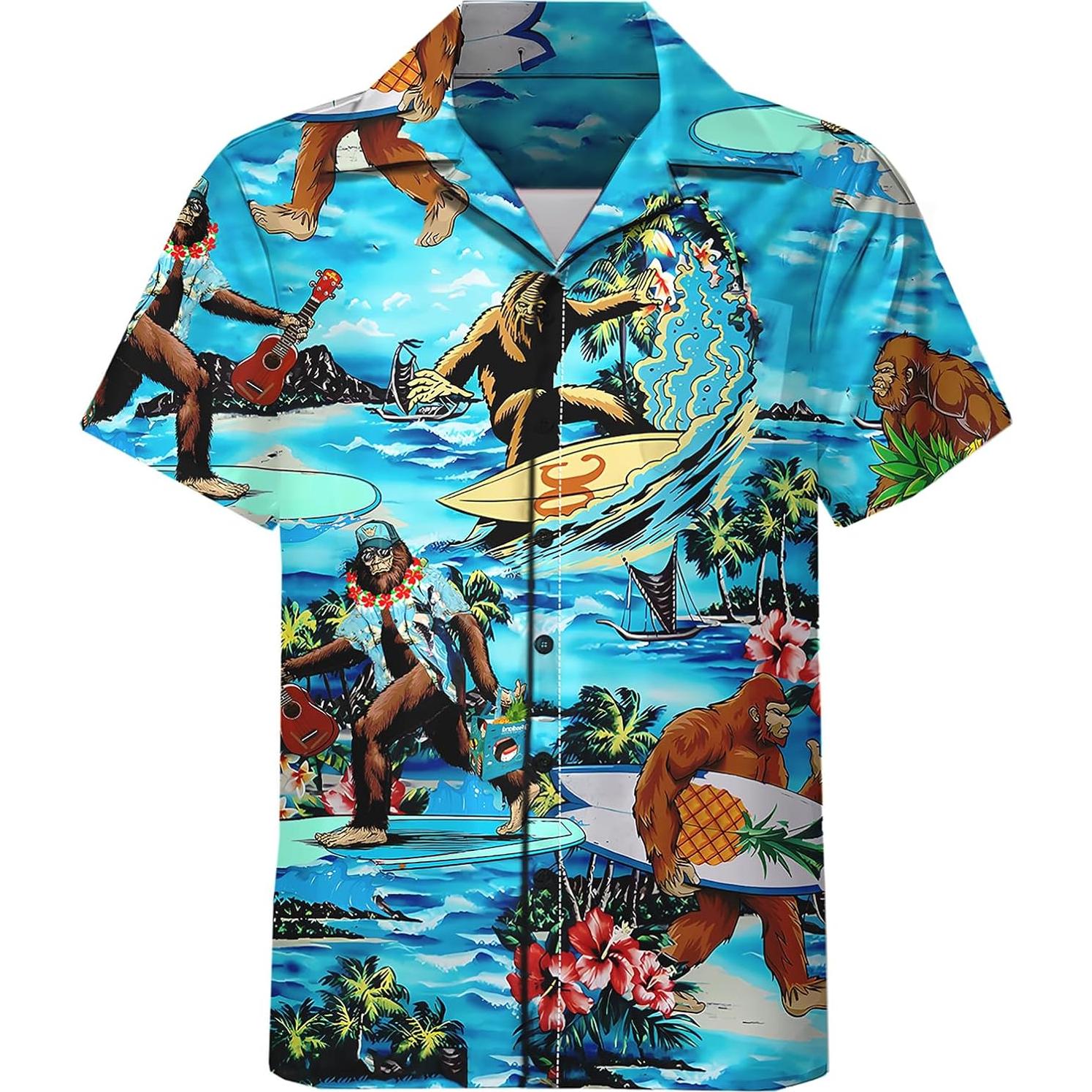 DOOPCCOR Traje Deportivo 3 Piezas Hombre Camisa Hawaiana
