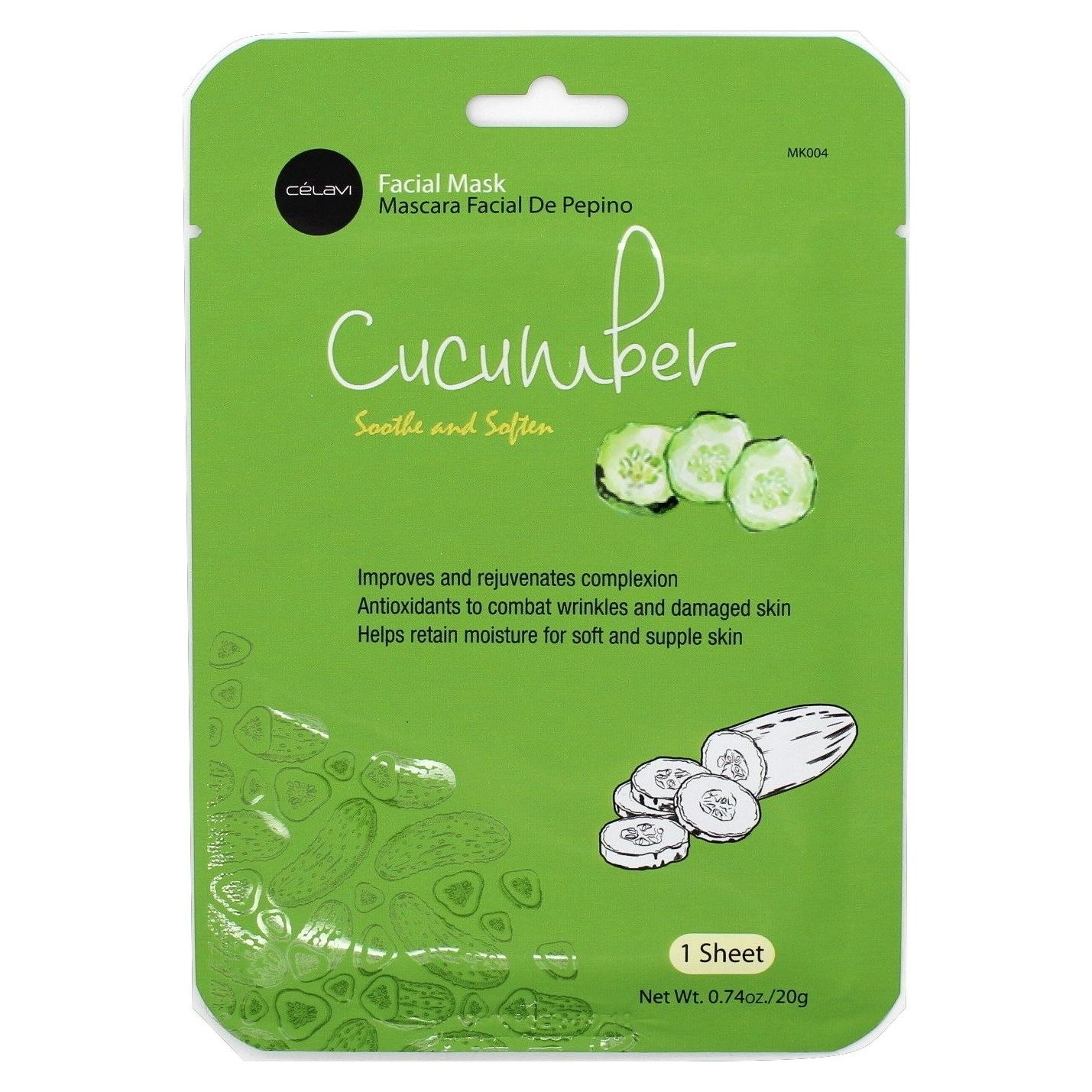 Máscara Facial de Papel Celavi 12 Paquete Hidratante Pepino