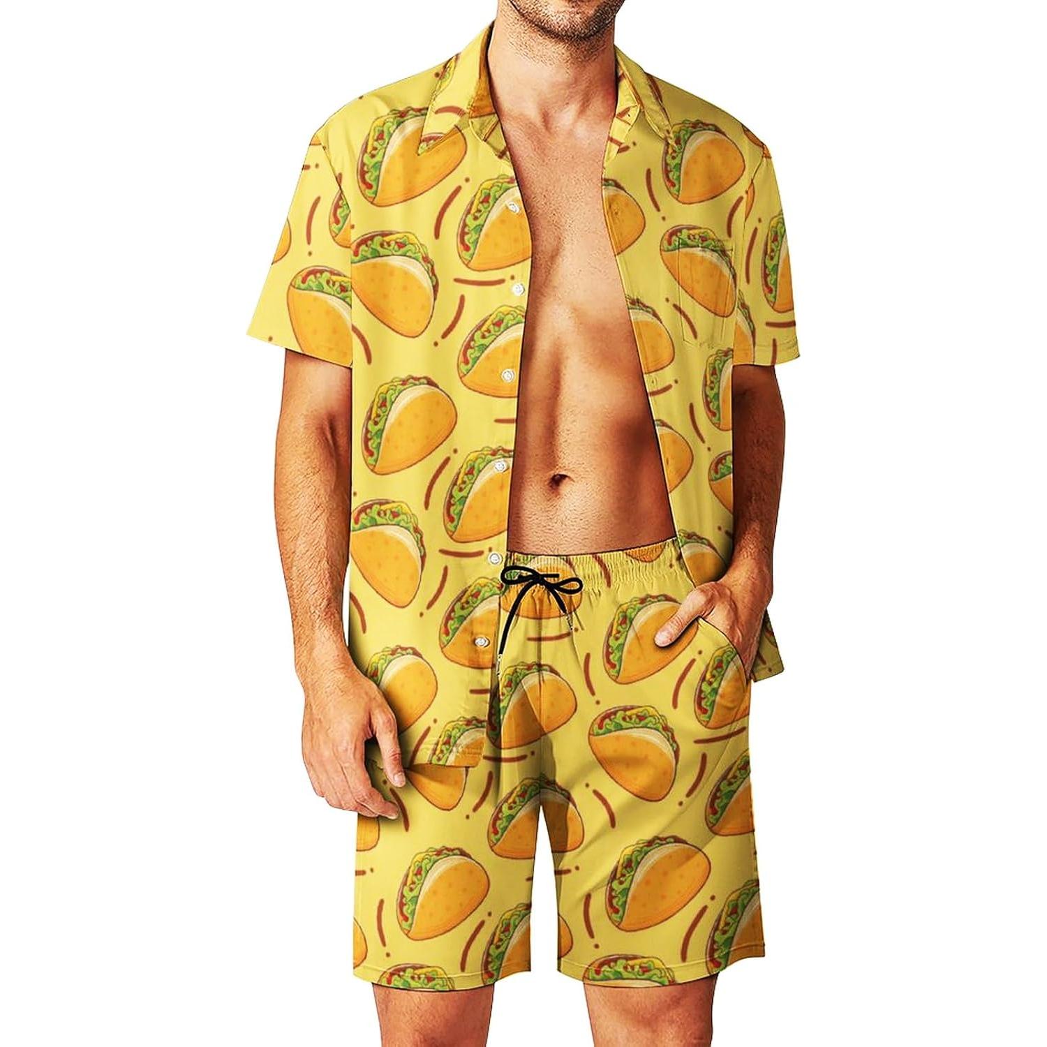 DOOPCCOR Traje Deportivo 3 Piezas Hombre Camisa Hawaiana