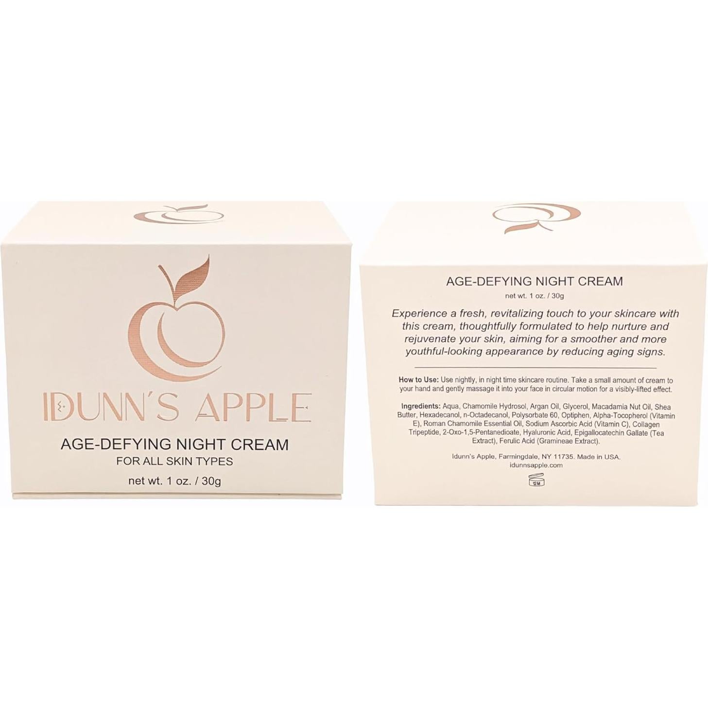 Crema Nocturna Antienvejecimiento Idunn 28g - Ácido Hialurónico