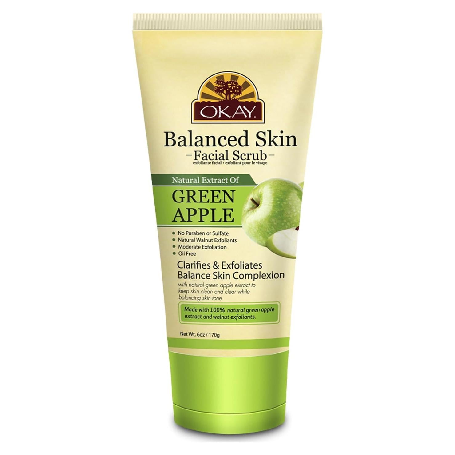 Exfoliante Facial Aclarador OKAY Manzana Verde 170g